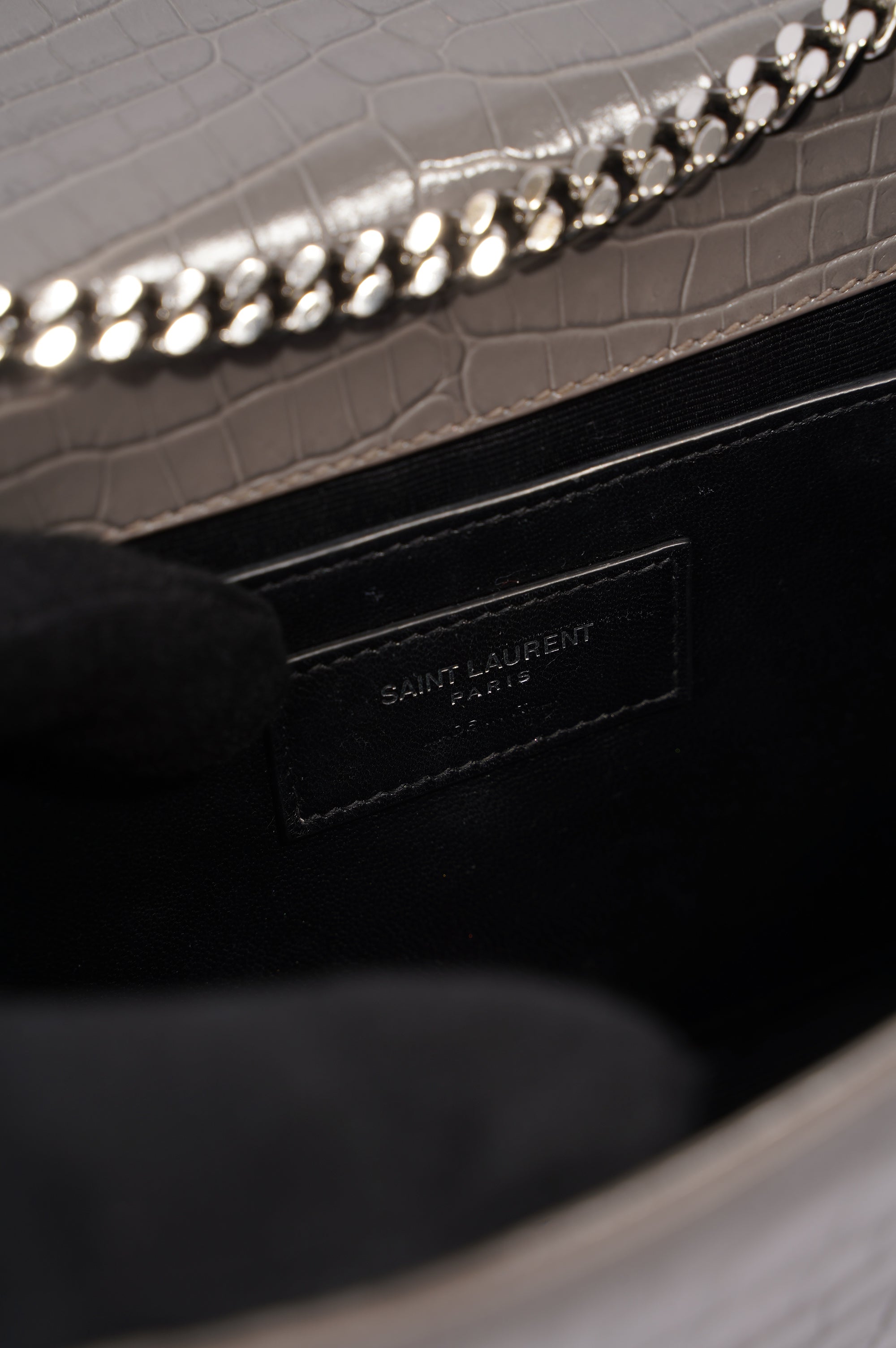 Saint Laurent Kate Tassle Bag Grey / Croc Medium