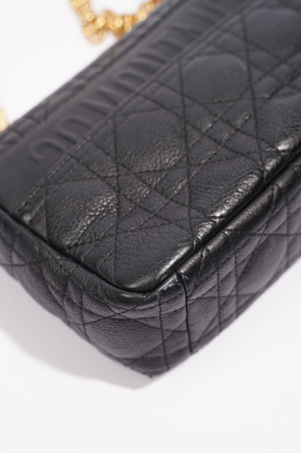 Christian Dior Womens Dior Caro Bag Black Leather Small