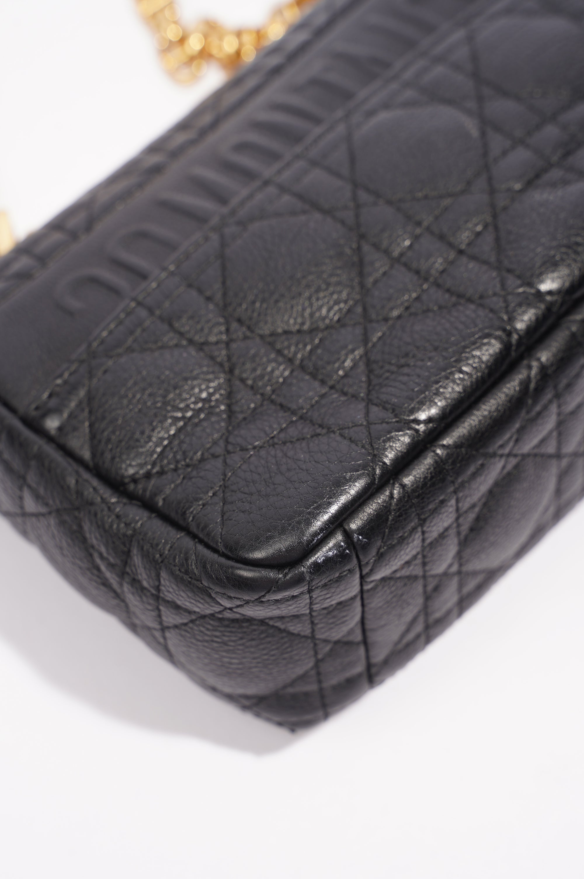 Christian Dior Womens Dior Caro Bag Black Leather Small