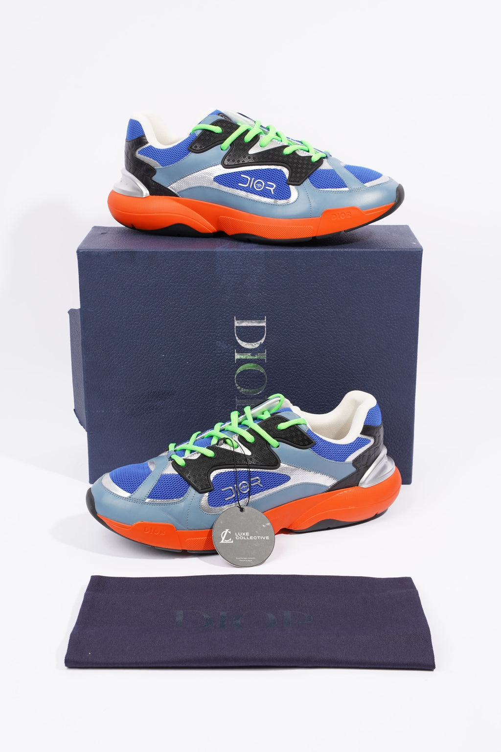 Christian Dior Mens B24 Sorayama Low Top Blue / Orange / Green EU 44 / UK 10