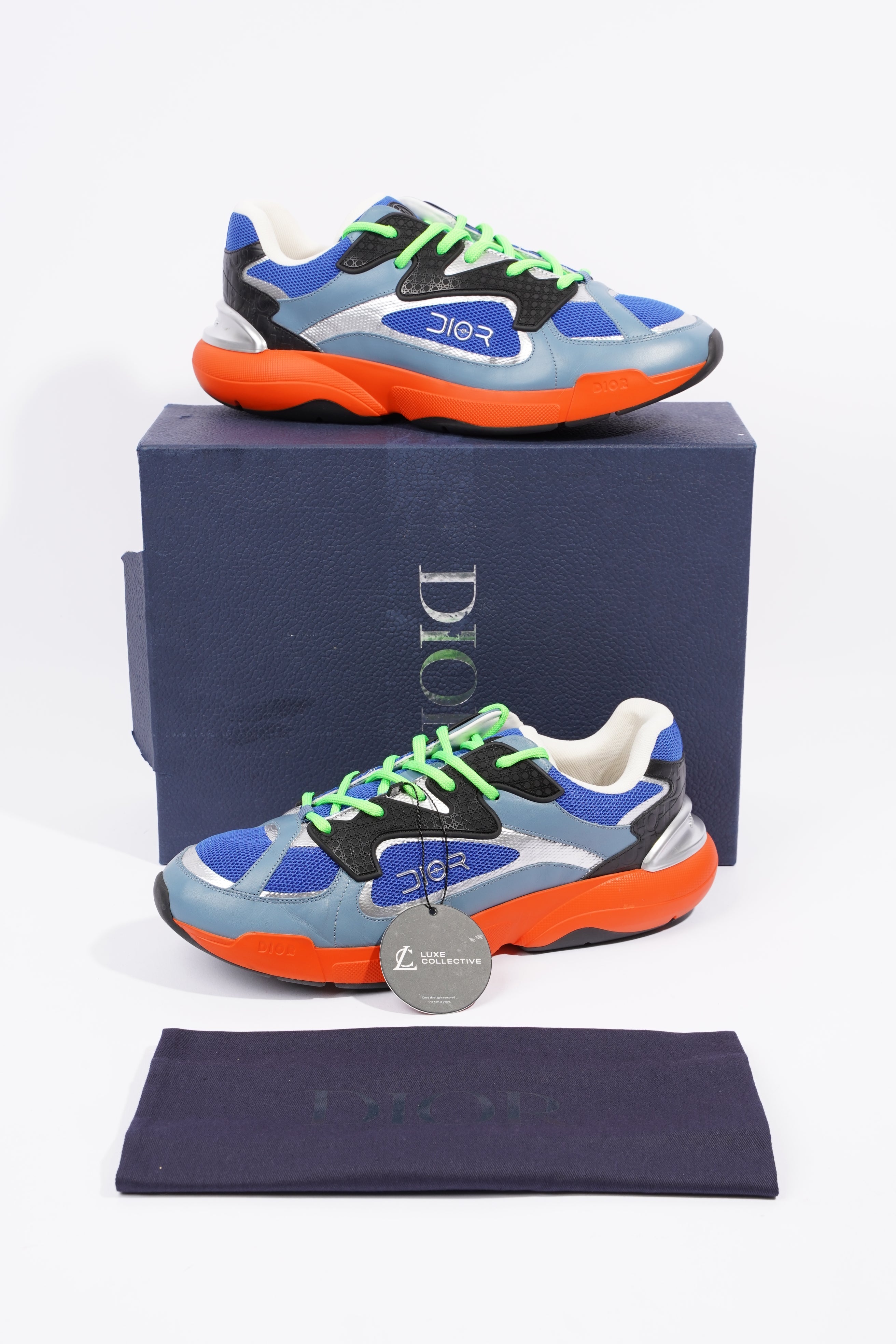 Christian Dior Mens B24 Sorayama Low Top Blue / Orange / Green EU 44 / UK 10