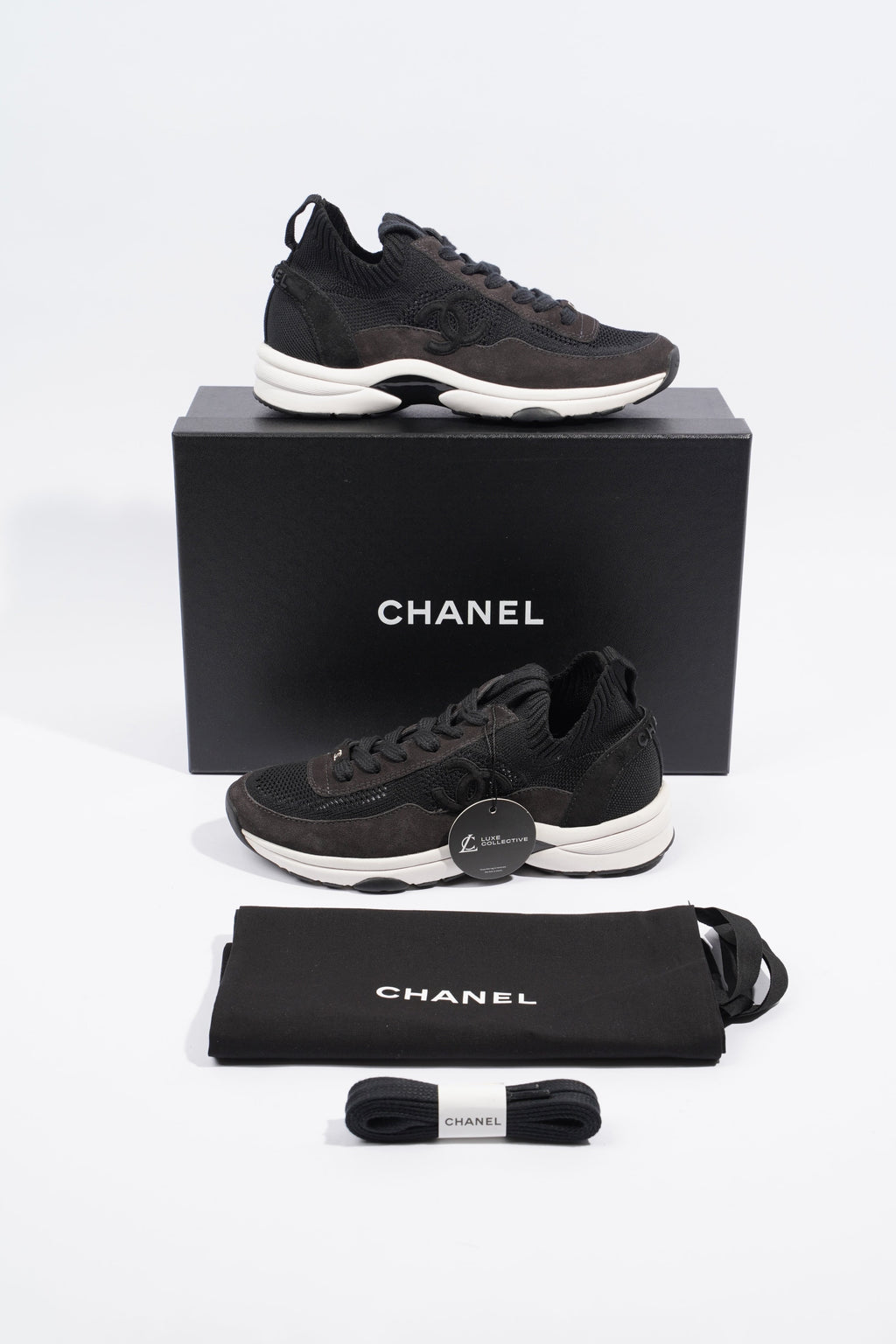 Chanel CC Knit Sneaker Black / White EU 37 / UK 4