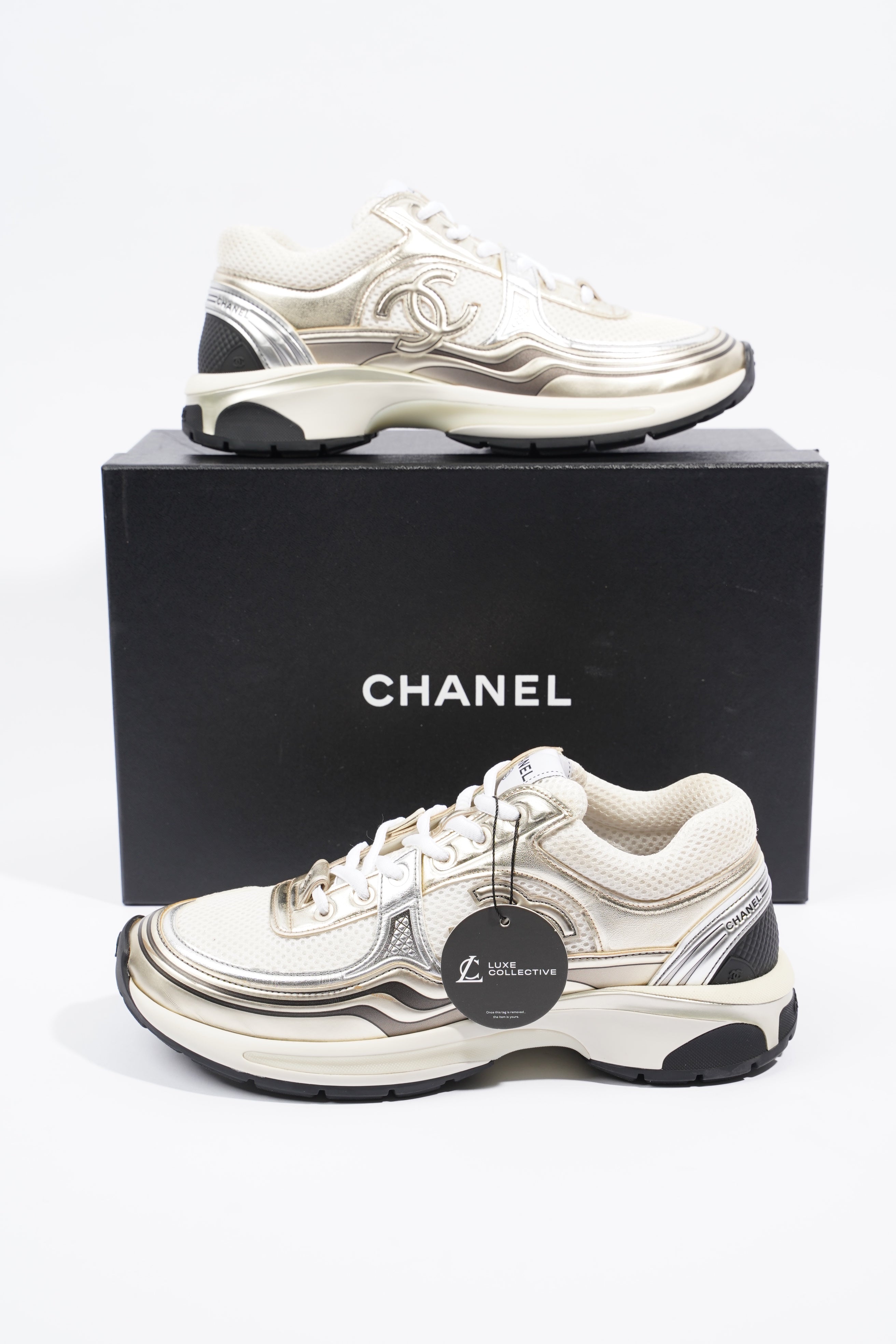 Chanel Womens CC Logo White / Gold EU 39.5 / UK 6.5