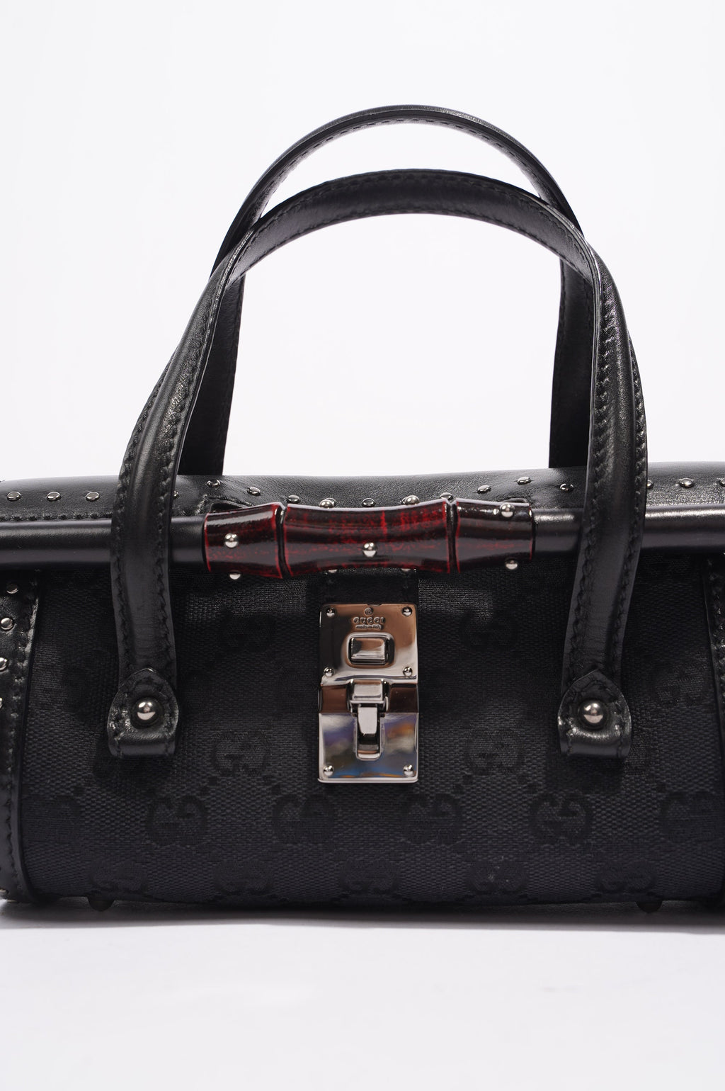 Gucci Womens Vintage Bamboo Top Handle Black