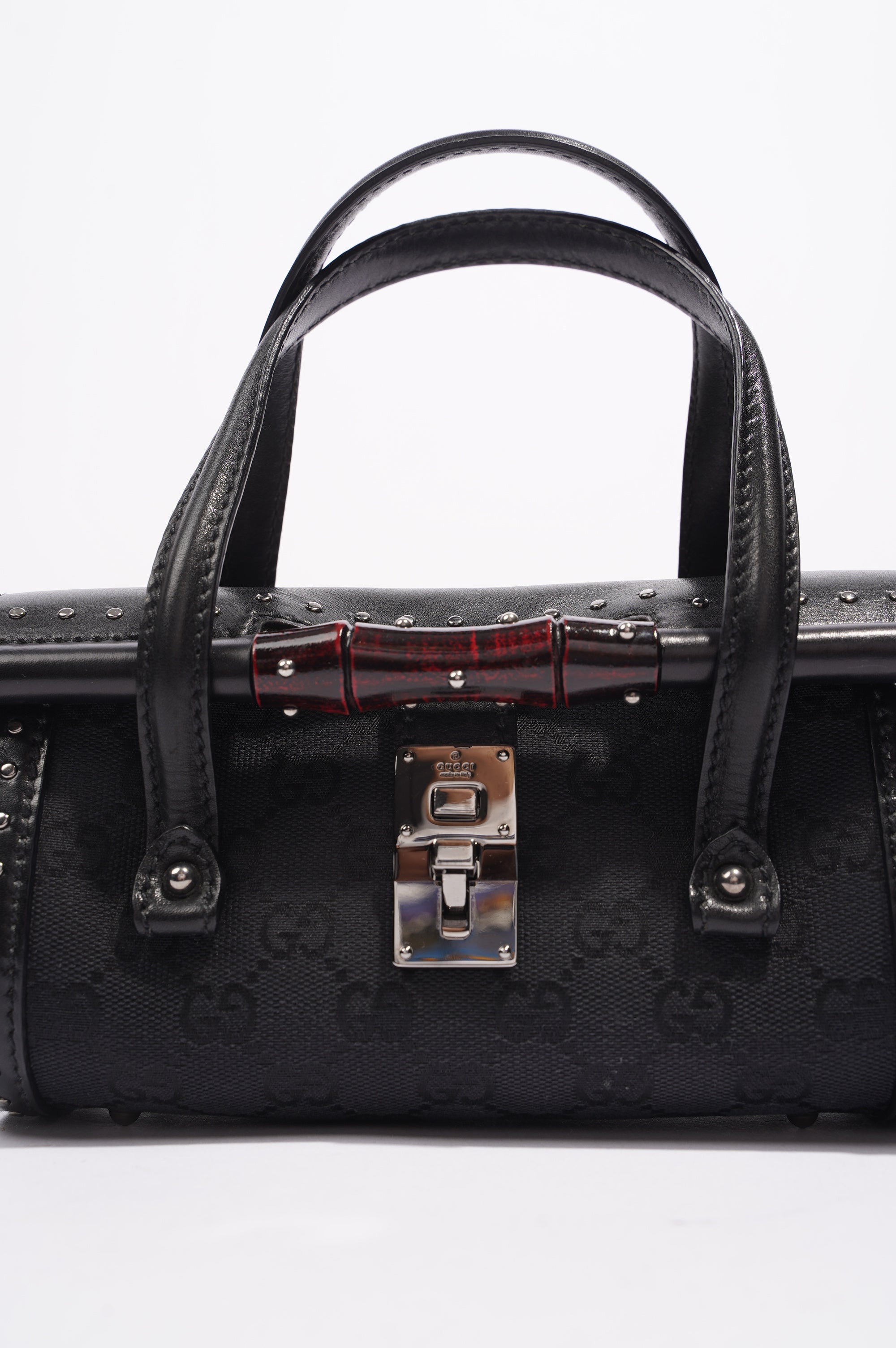 Gucci Womens Vintage Bamboo Top Handle Black