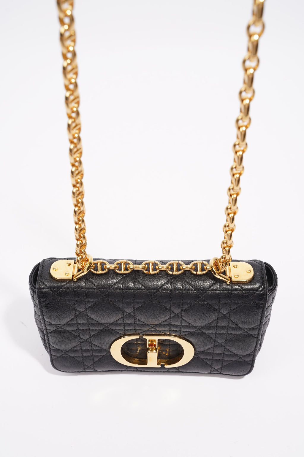 Christian Dior Womens Dior Caro Bag Black Leather Small