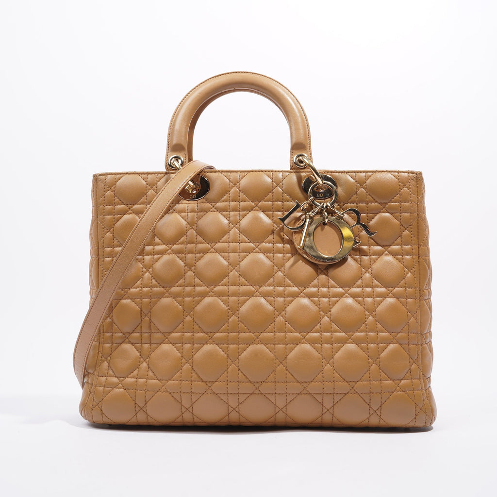 Christian Dior Womens Lady Dior Beige Large