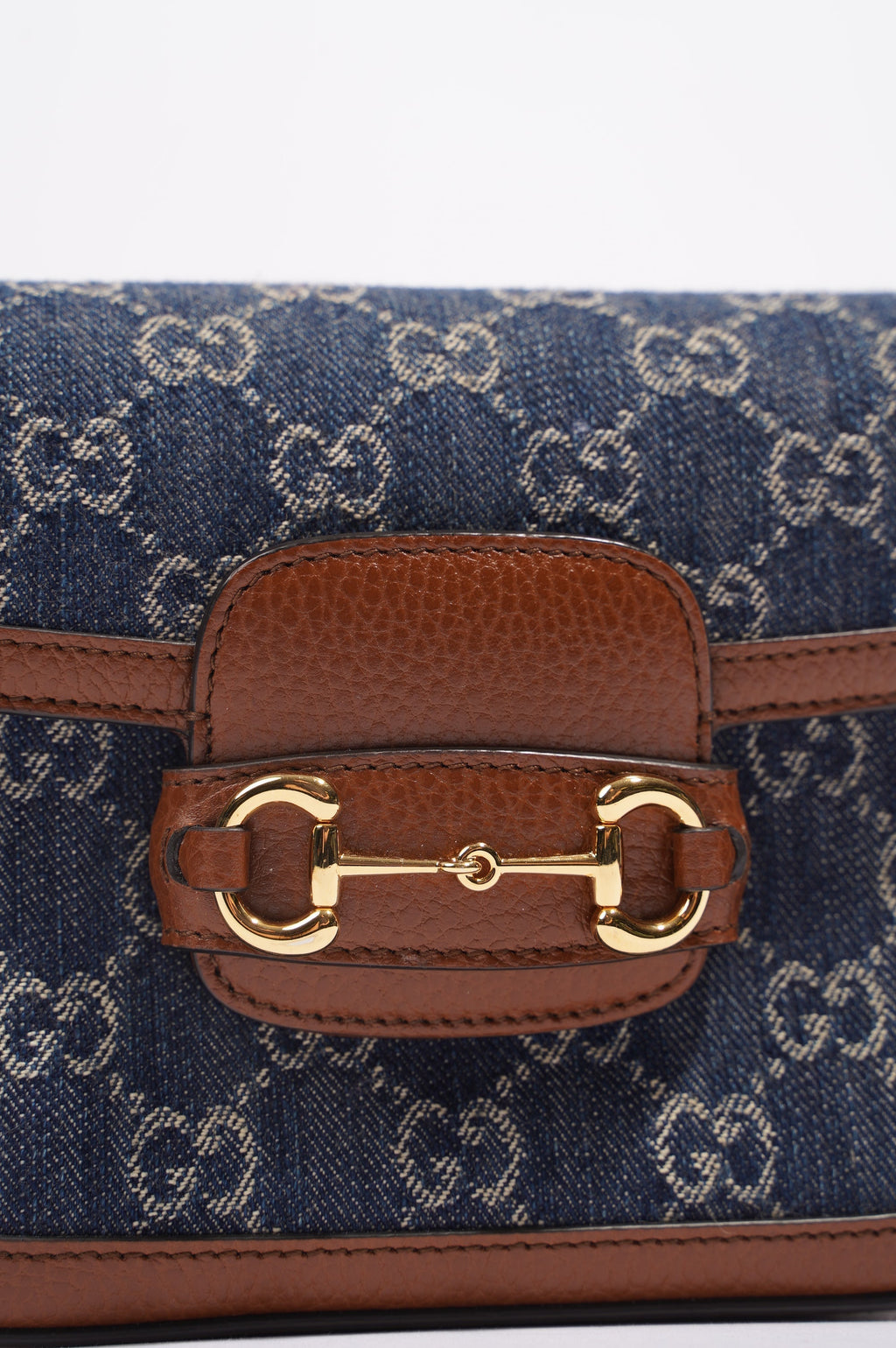 Gucci Womens Horsebit 1955 Mini Bag Demin / Brown