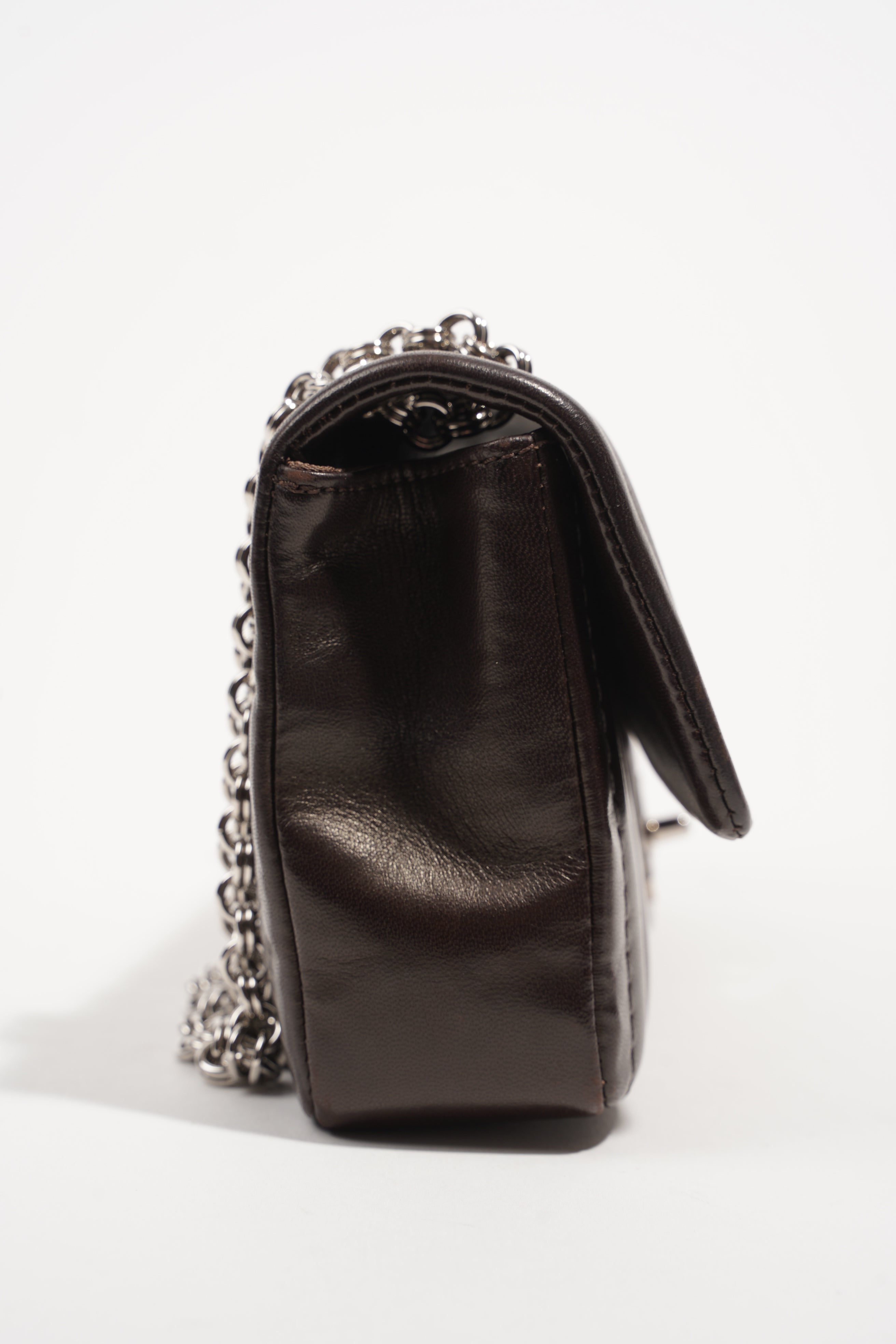 Chanel Womens Mademoiselle East West Bag Dark Brown