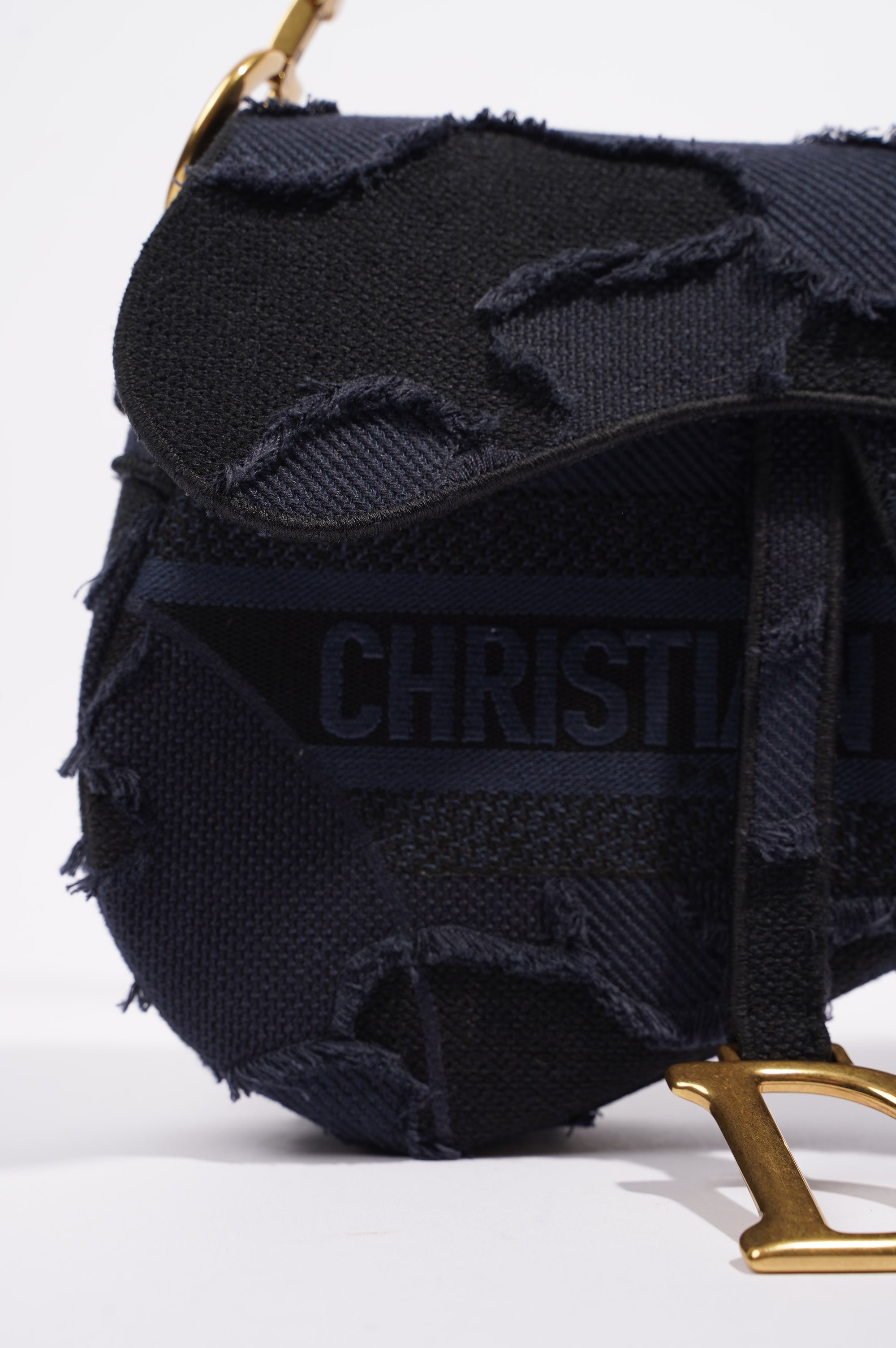 Christian Dior Womens Saddle Camouflage Bag Navy Canvas Medium
