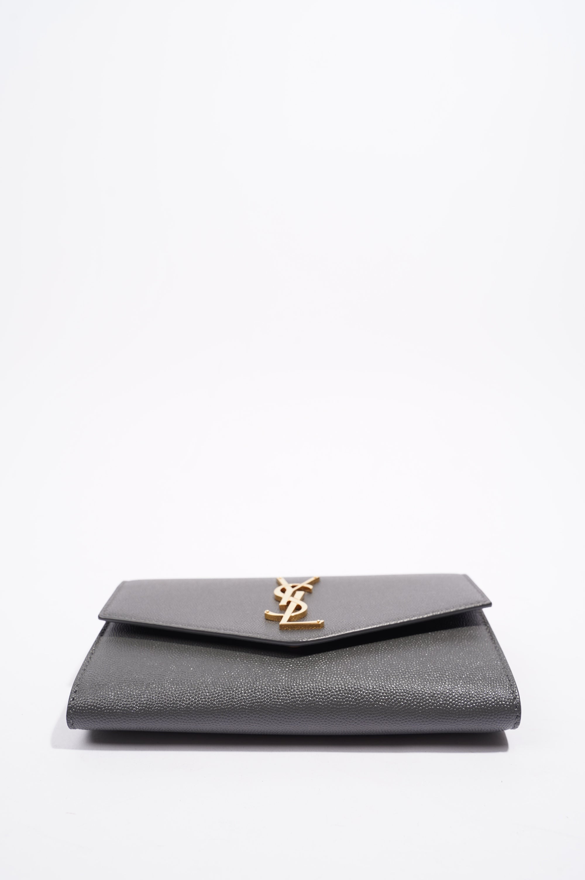 Saint Laurent Womens Uptown Chain Wallet Grey