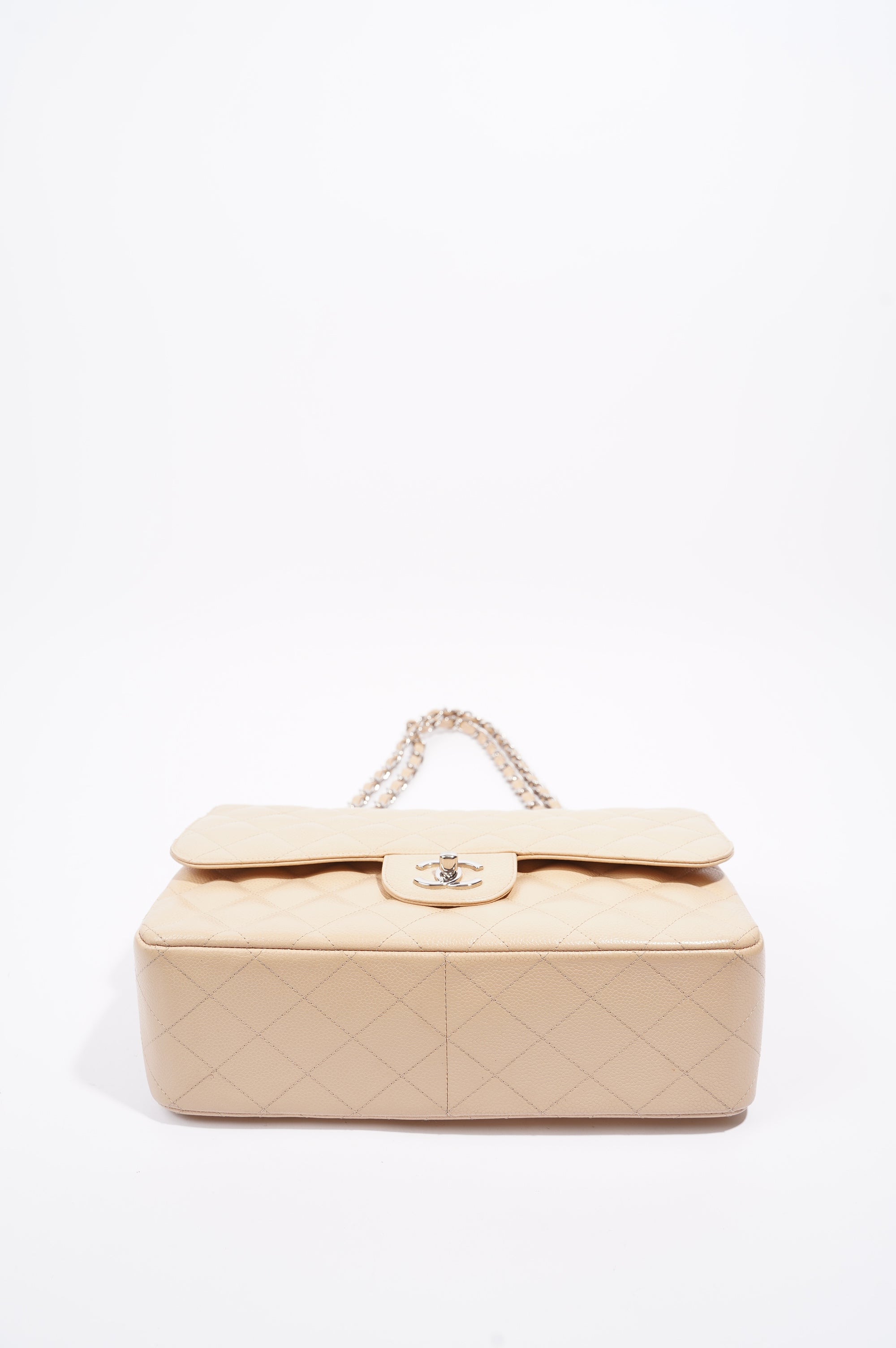 Chanel Womens Classic Flap Beige Caviar Large