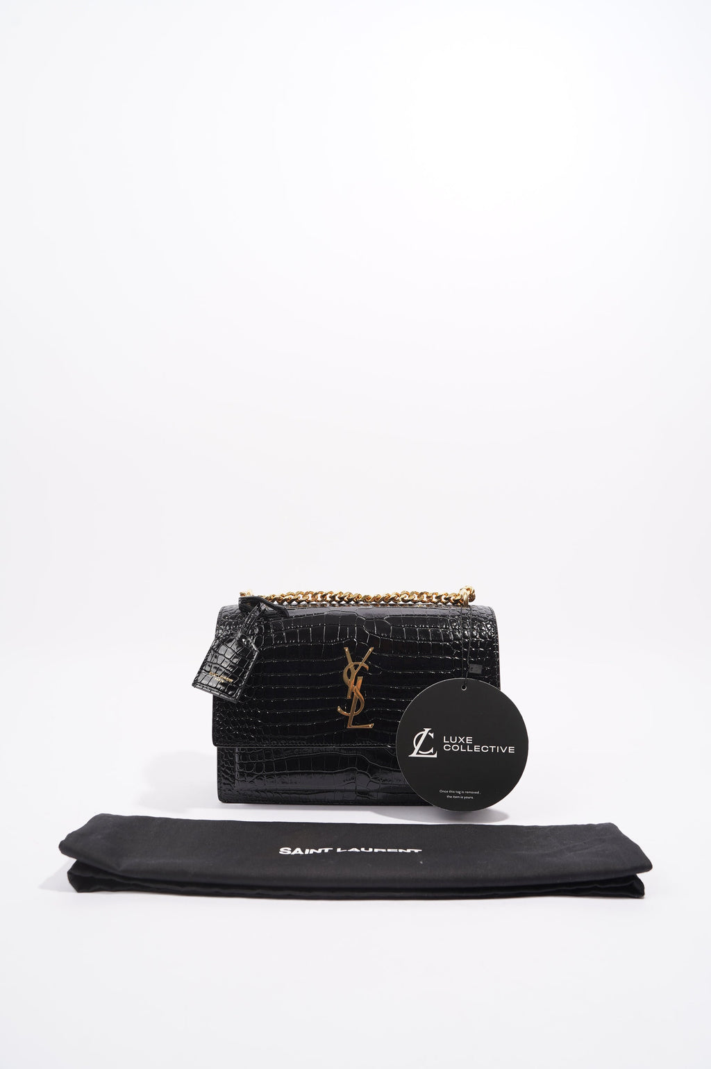 Saint Laurent Womens Sunset Black Leather Medium