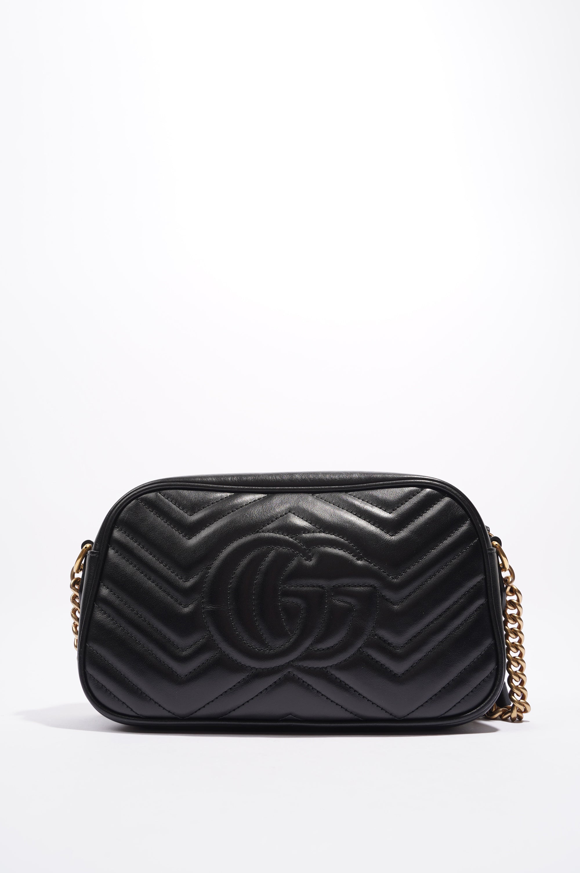 Gucci Womens Marmont Zip Black Matelasse Leather Small