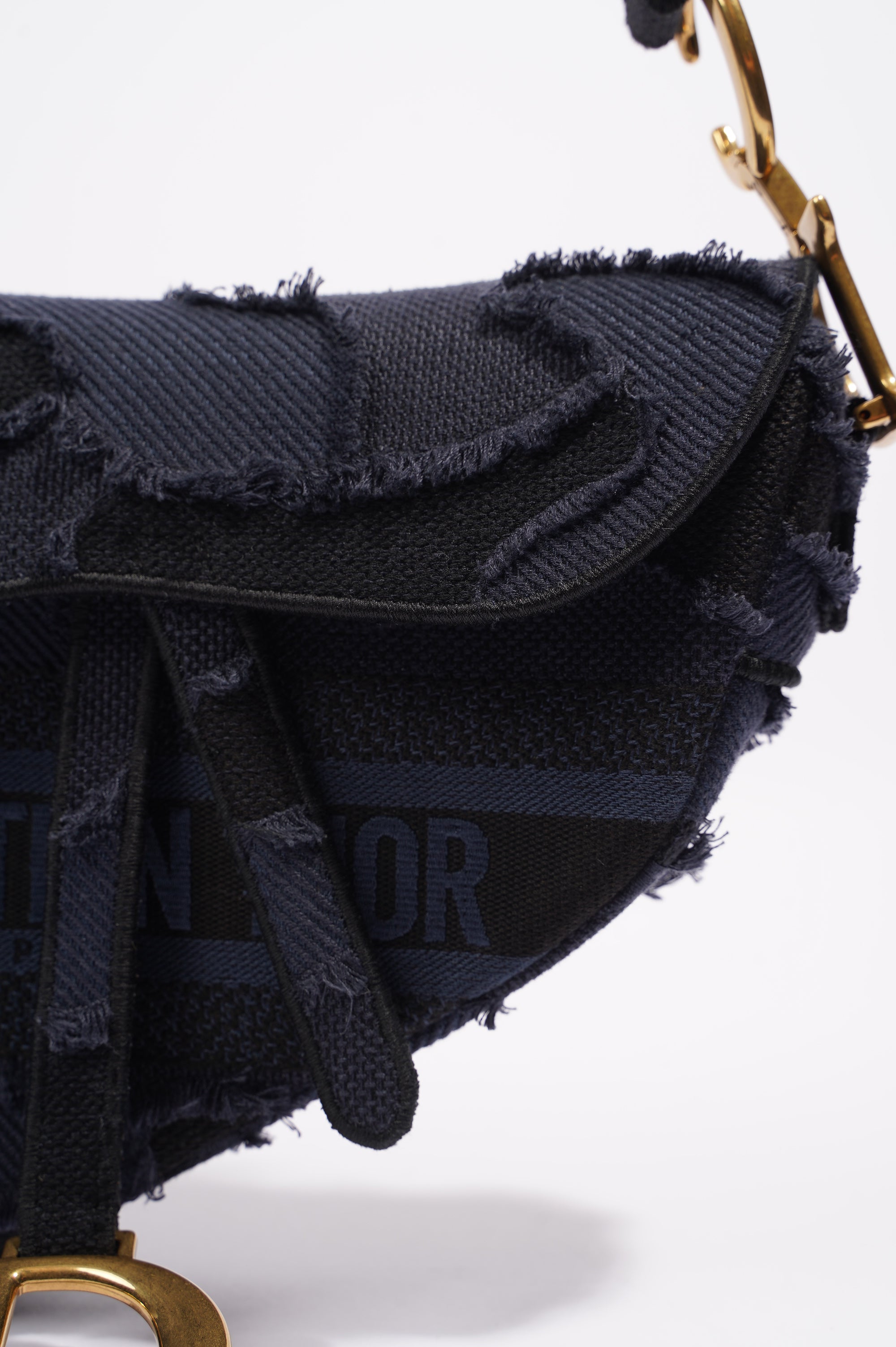 Christian Dior Womens Saddle Camouflage Bag Navy Canvas Medium