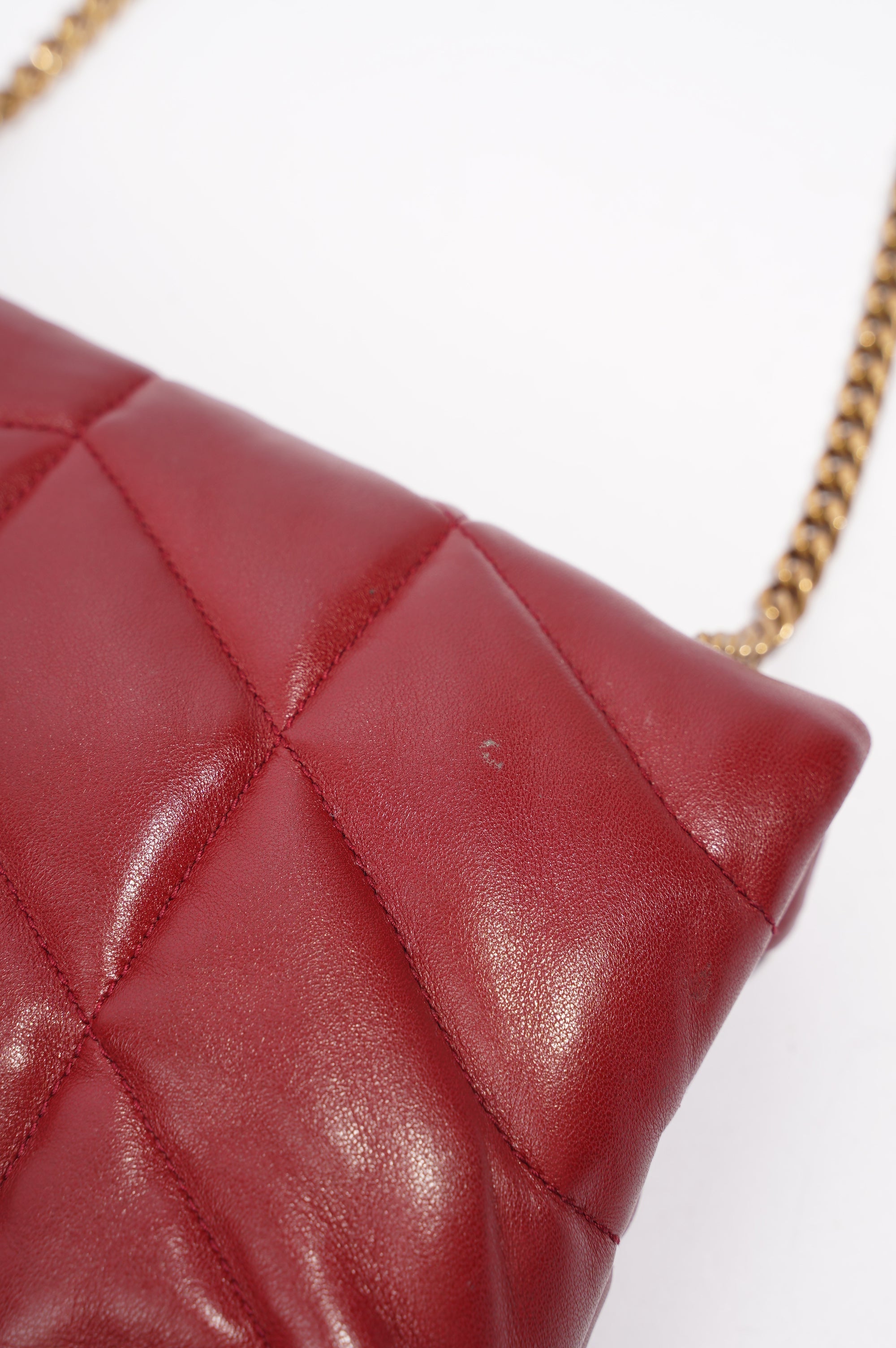 Saint Laurent Womens Lou Lou Puffer Red / Gold Toy