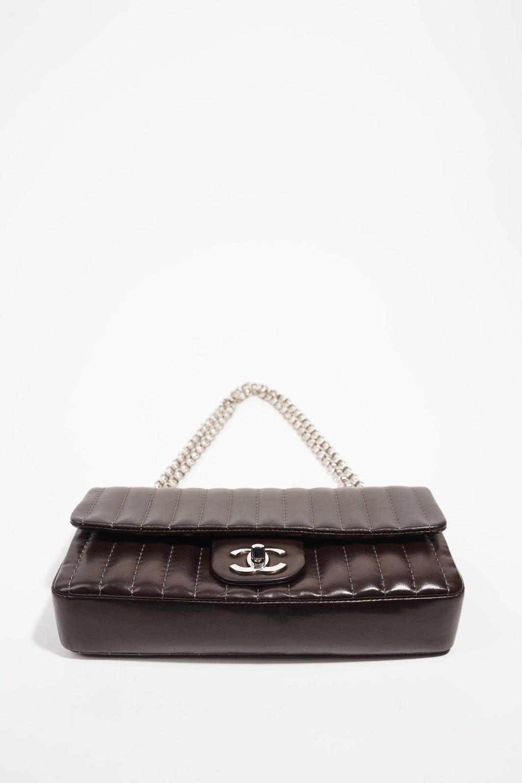 Chanel Womens Mademoiselle East West Bag Dark Brown