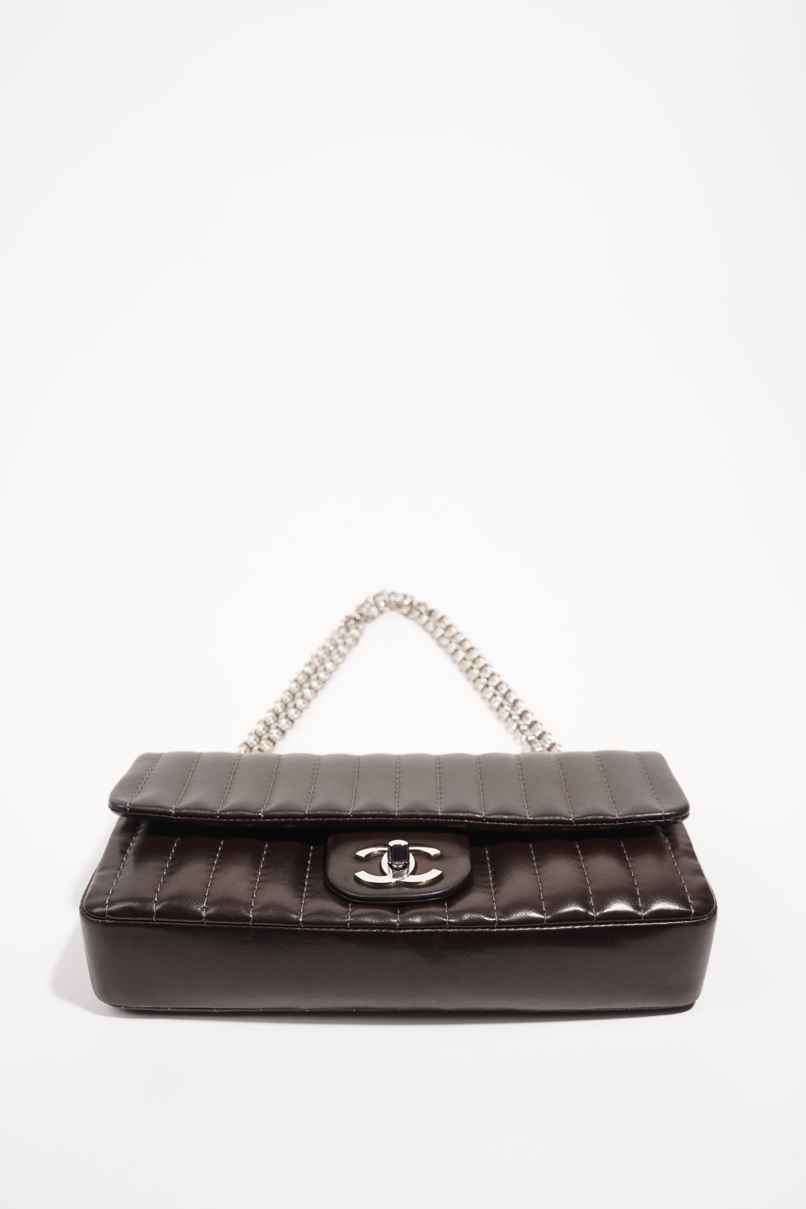Chanel Womens Mademoiselle East West Bag Dark Brown