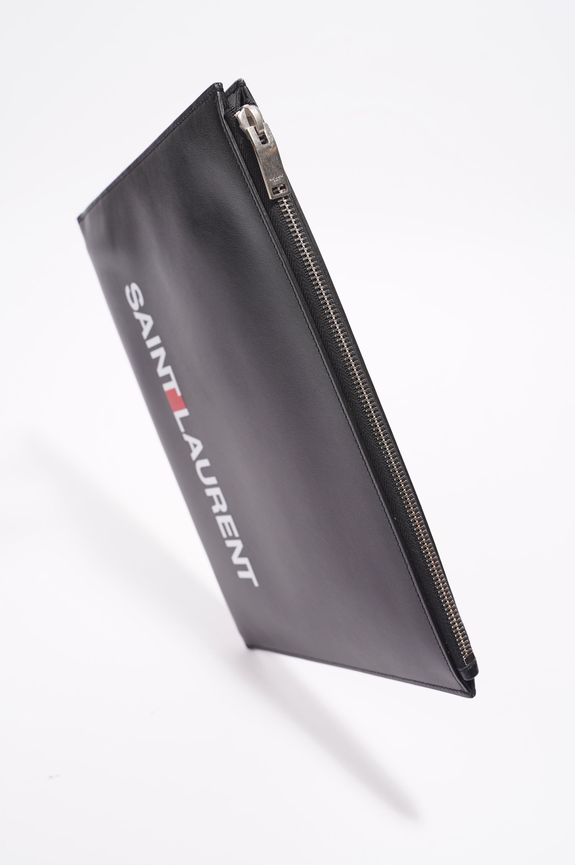 Saint Laurent Womens Zip Pouch Black Leather