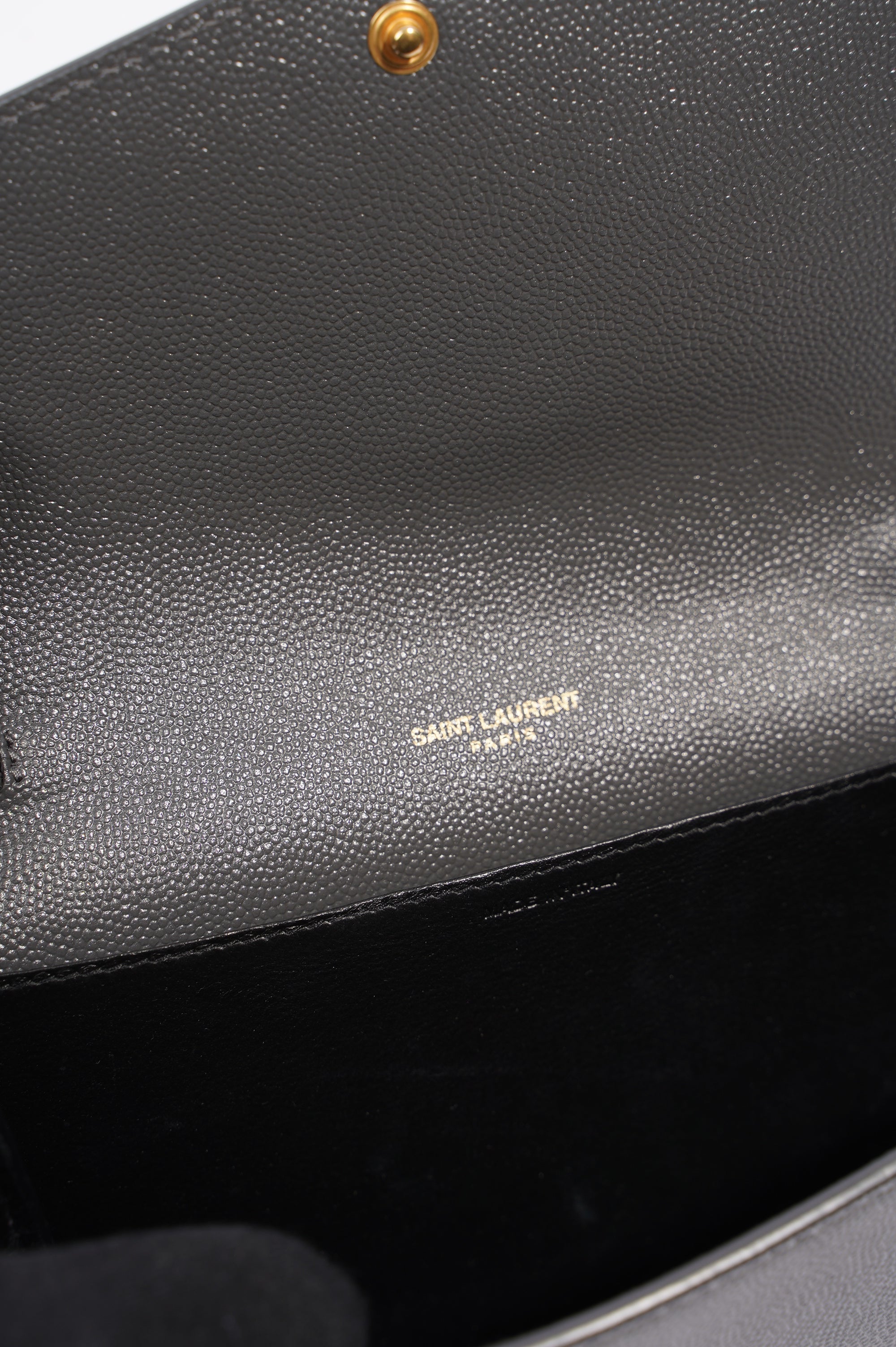 Saint Laurent Womens Uptown Chain Wallet Grey