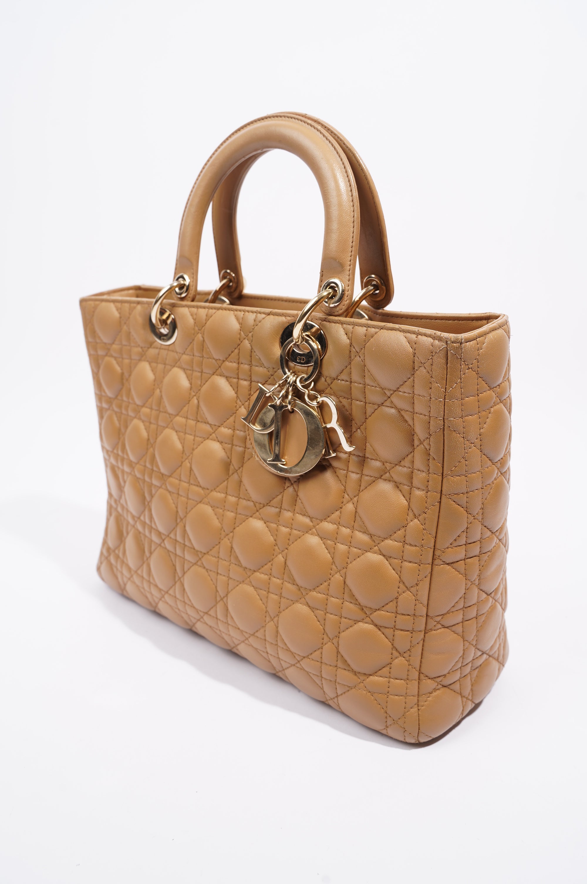 Christian Dior Womens Lady Dior Beige Large