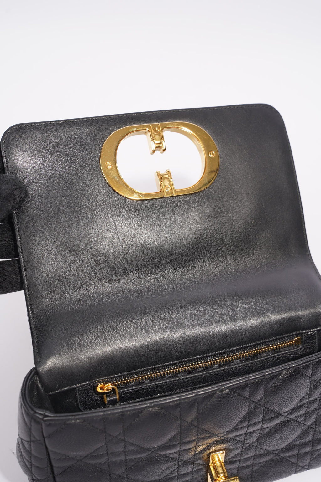 Christian Dior Womens Dior Caro Bag Black Leather Small
