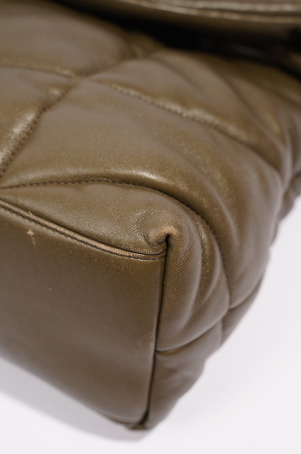 Saint Laurent Womens Lou Lou Puffer Bag Khaki Leather Medium