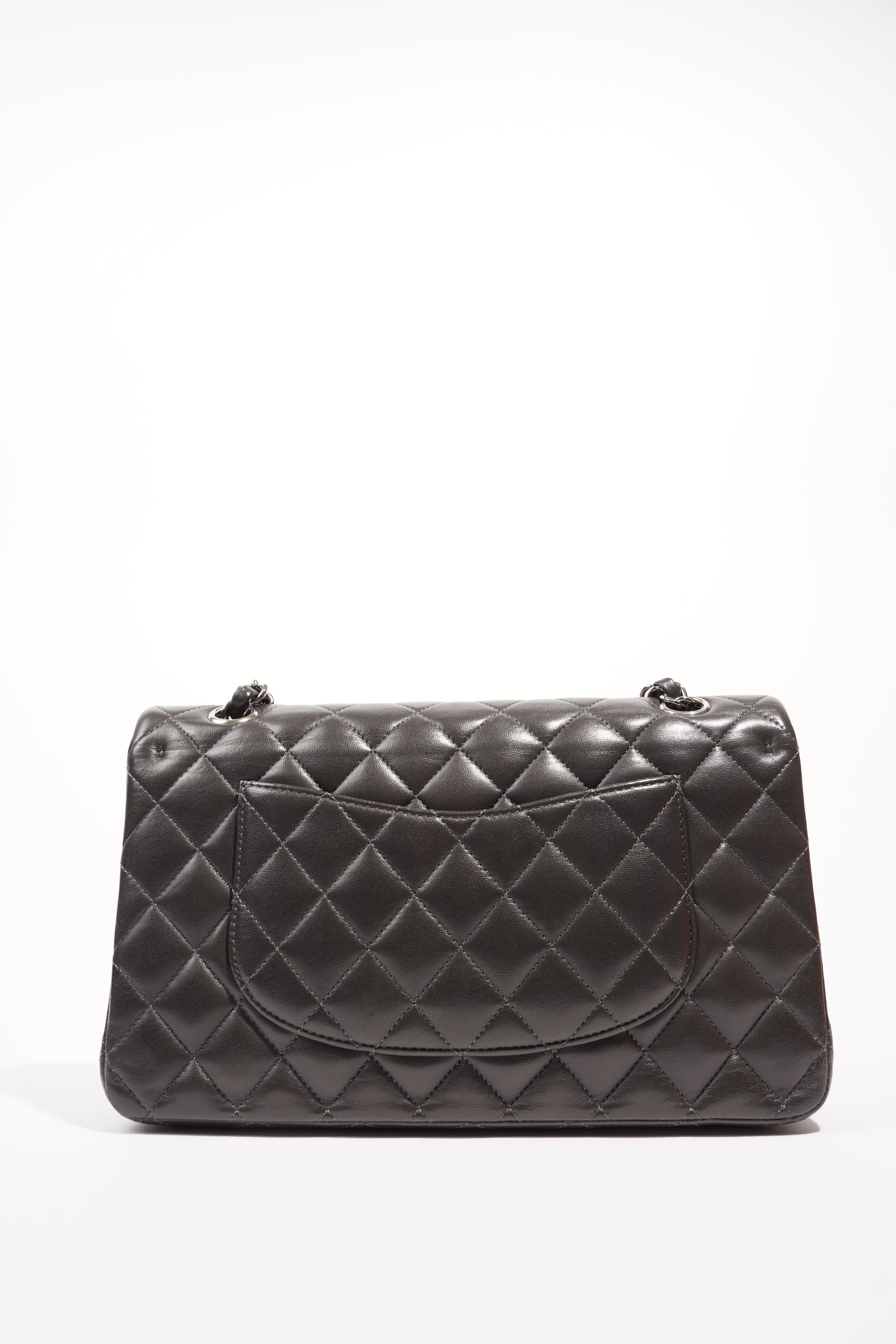 Chanel Womens Classic Flap Dark Grey Medium