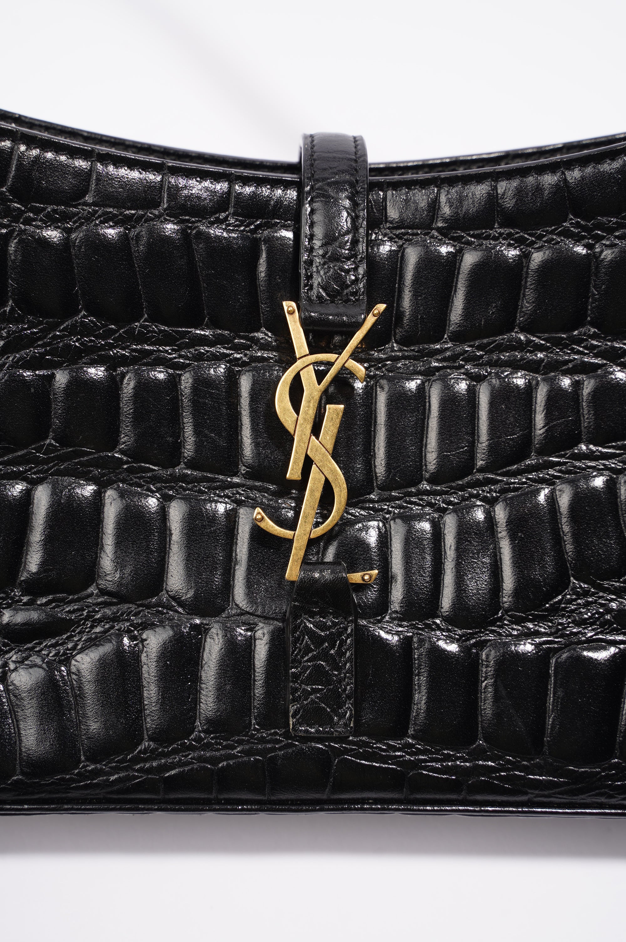 Saint Laurent Le 5 A 7 Hobo Bag Black Embossed Leather
