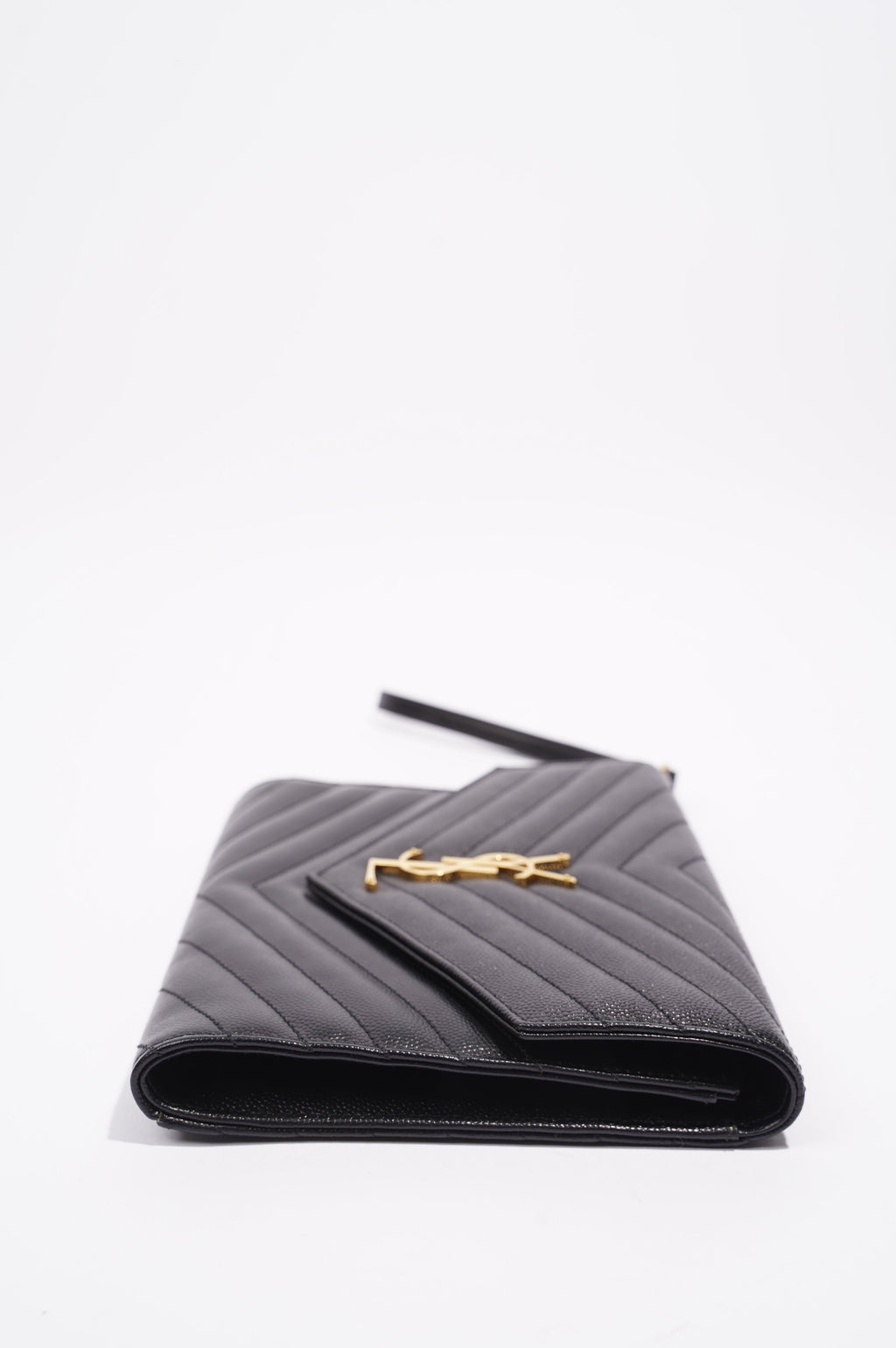 Saint Laurent Envelope Wristlet Clutch Black Leather