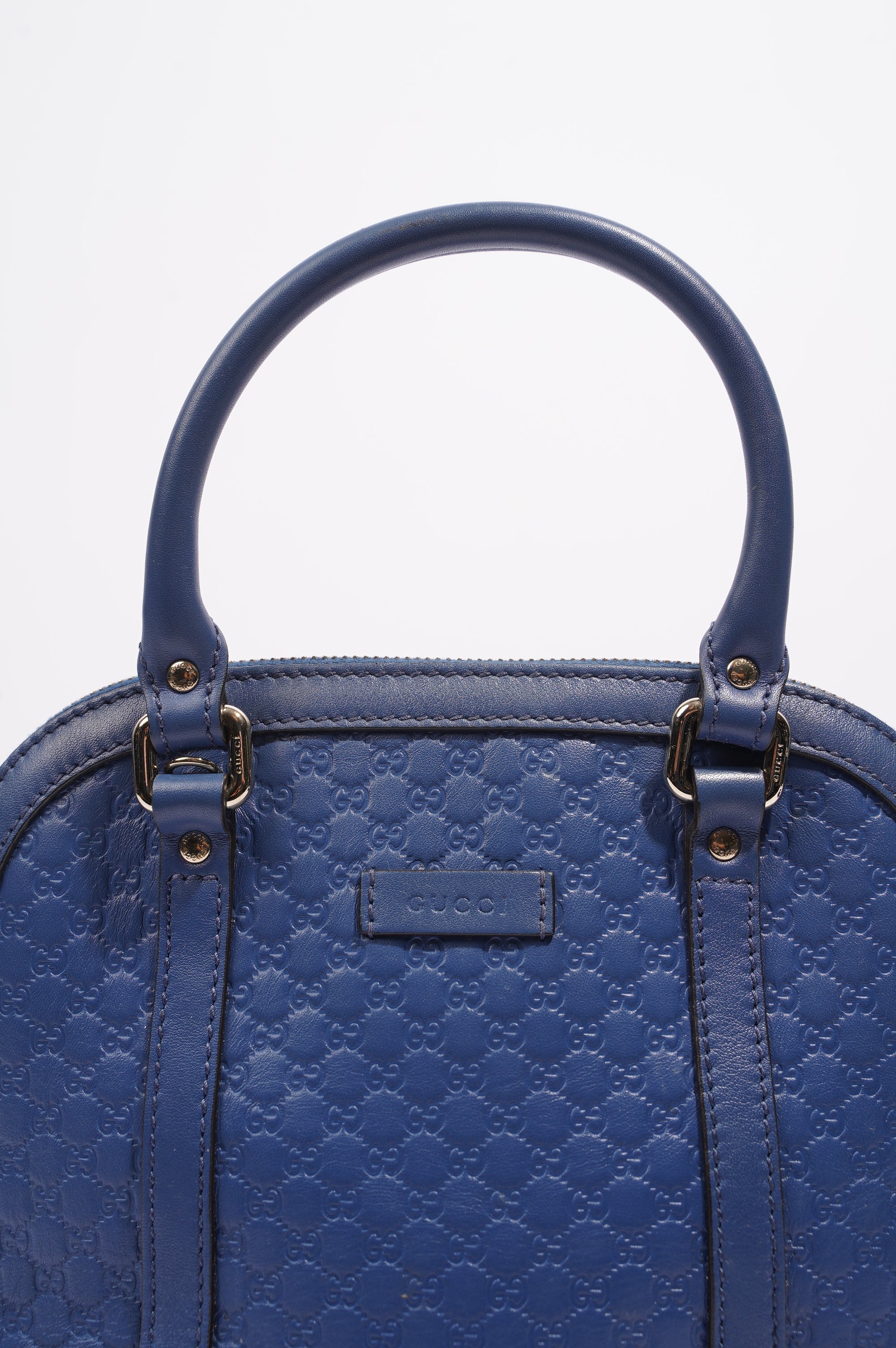 Gucci Womens Dome Bag Blue Leather Small