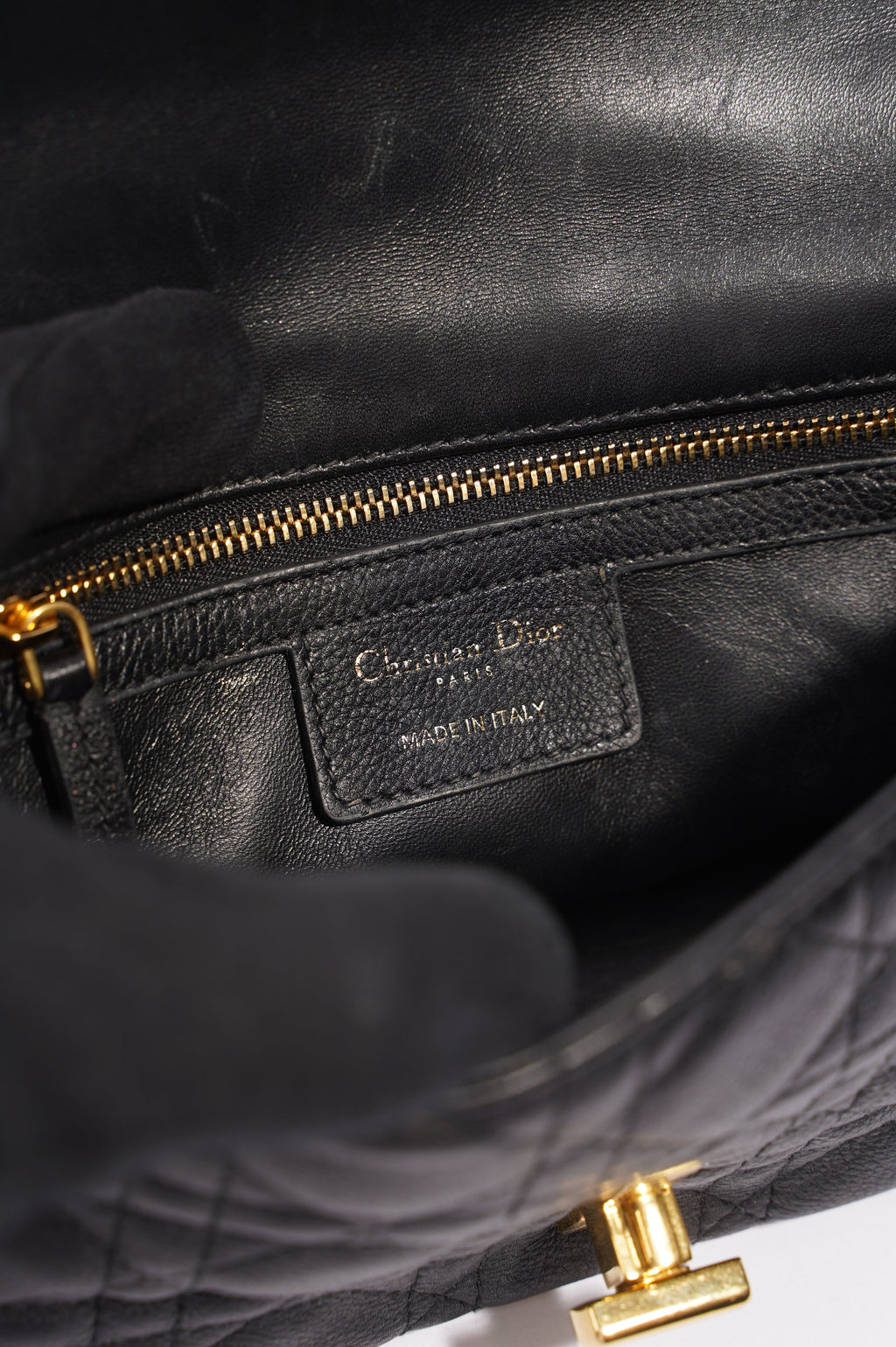 Christian Dior Womens Dior Caro Bag Black Leather Small