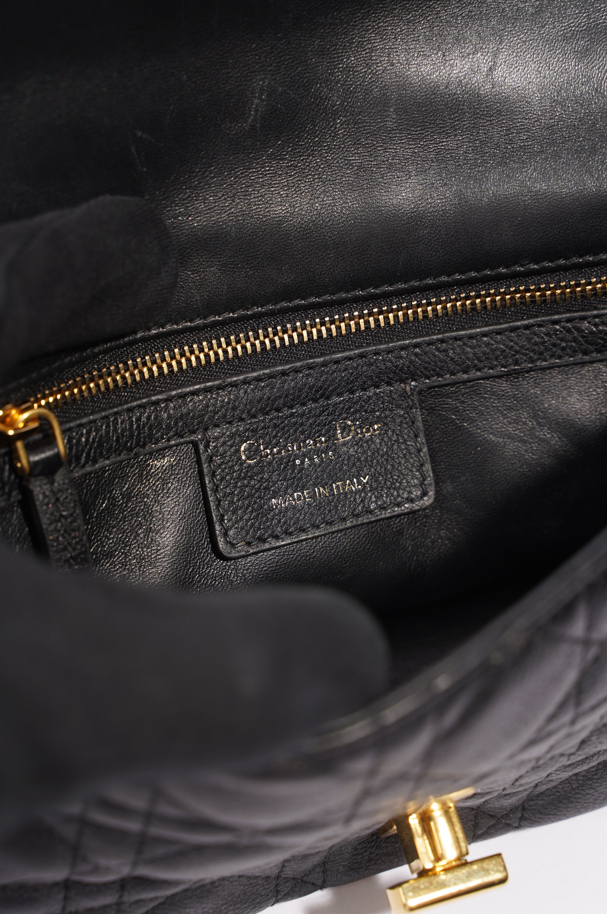 Christian Dior Womens Dior Caro Bag Black Leather Small