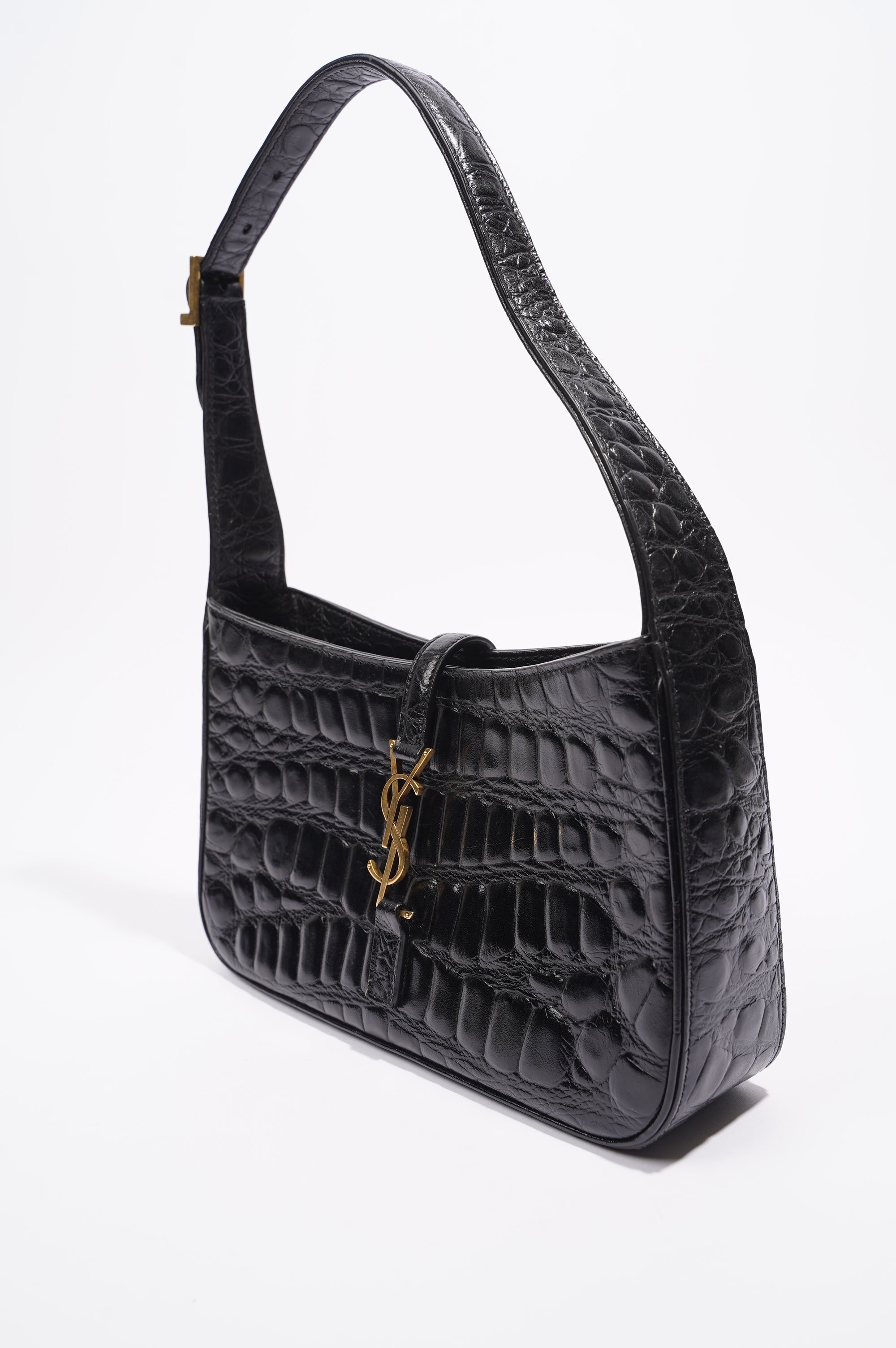 Saint Laurent Le 5 A 7 Hobo Bag Black Embossed Leather