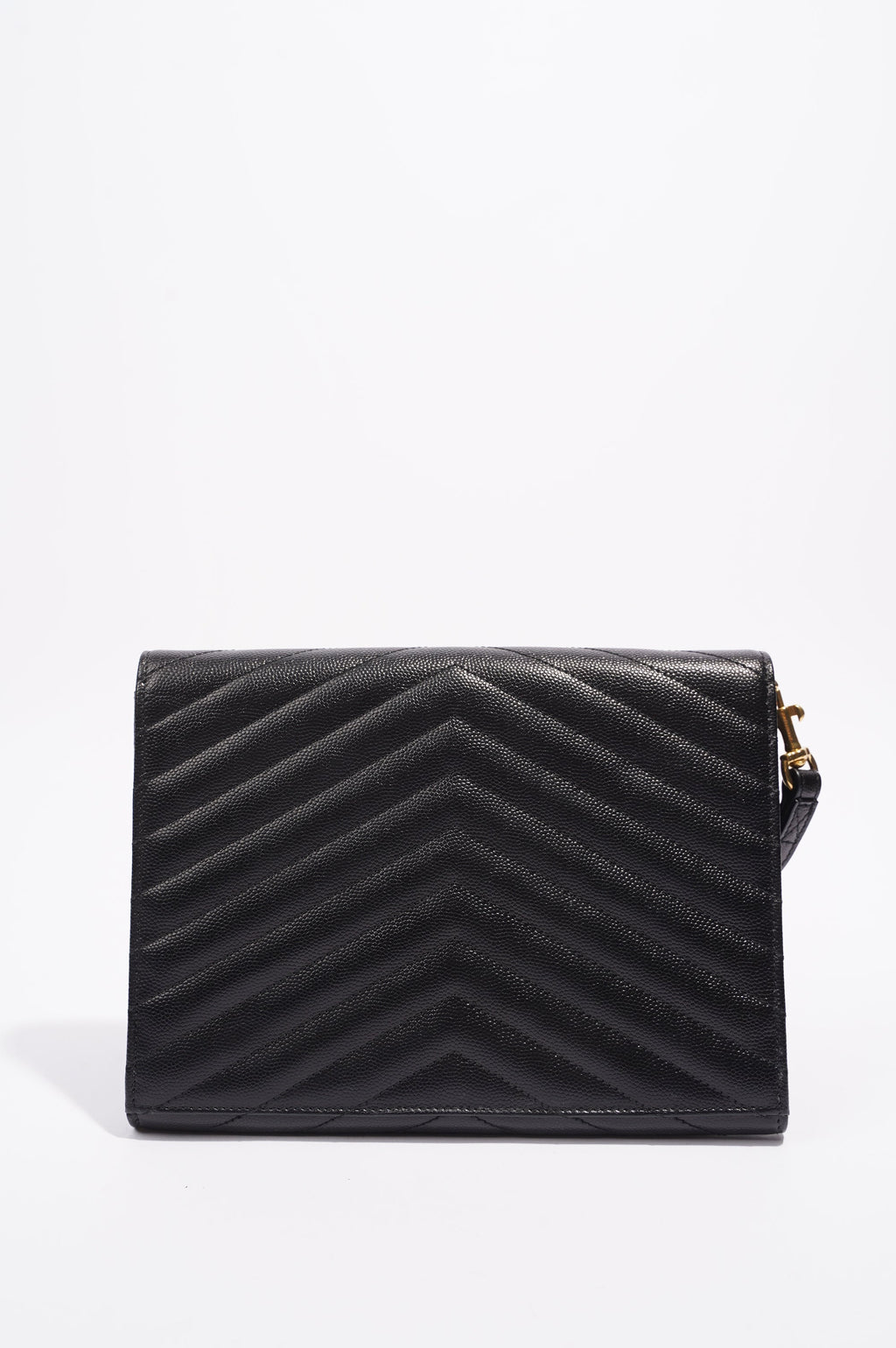 Saint Laurent Envelope Wristlet Clutch Black Leather