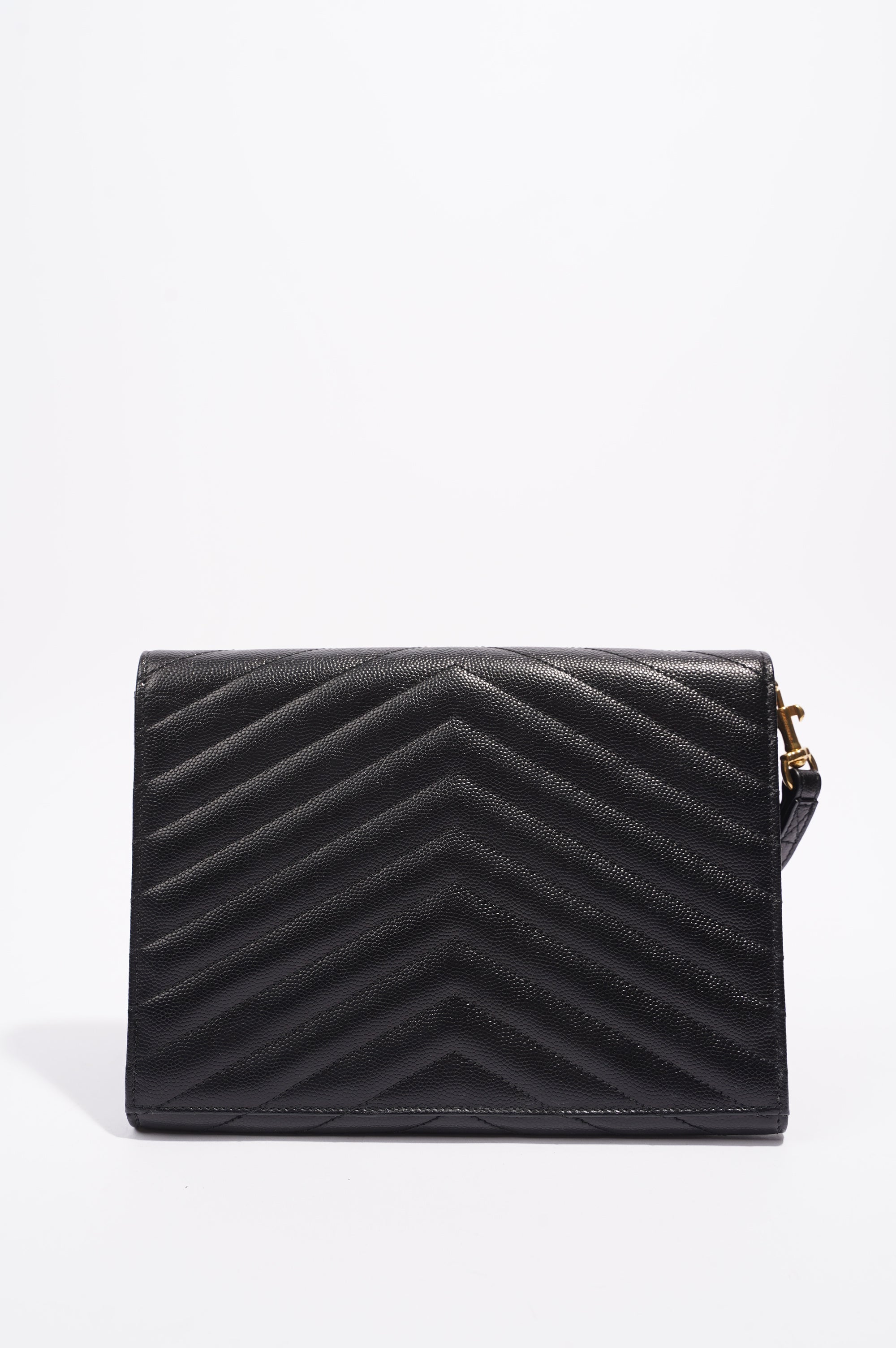 Saint Laurent Envelope Wristlet Clutch Black Leather