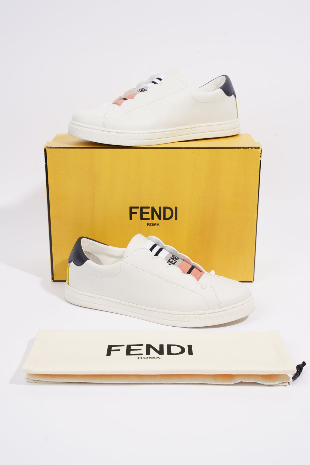 Fendi Womens Leather Sneakers White EU 39 / UK 6