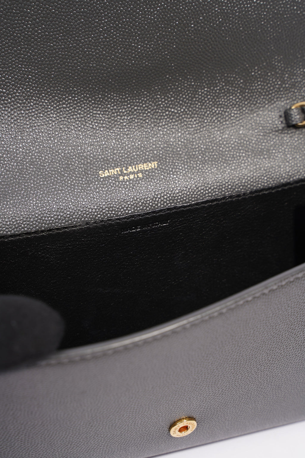 Saint Laurent Womens Uptown Chain Wallet Grey