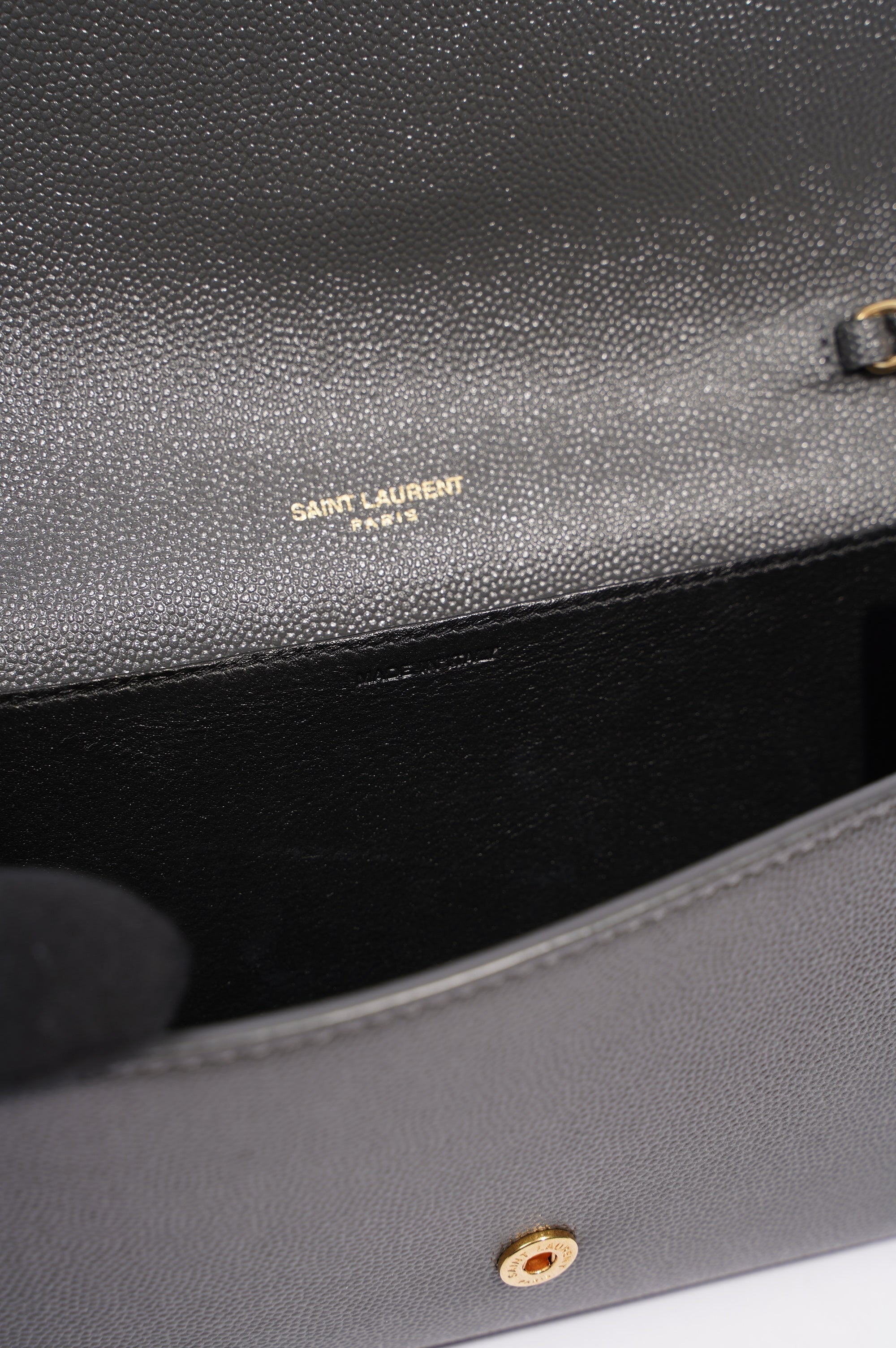 Saint Laurent Womens Uptown Chain Wallet Grey