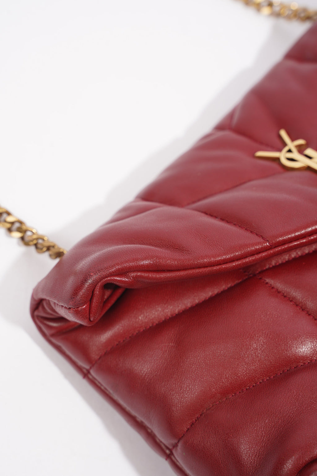 Saint Laurent Womens Lou Lou Puffer Red / Gold Toy