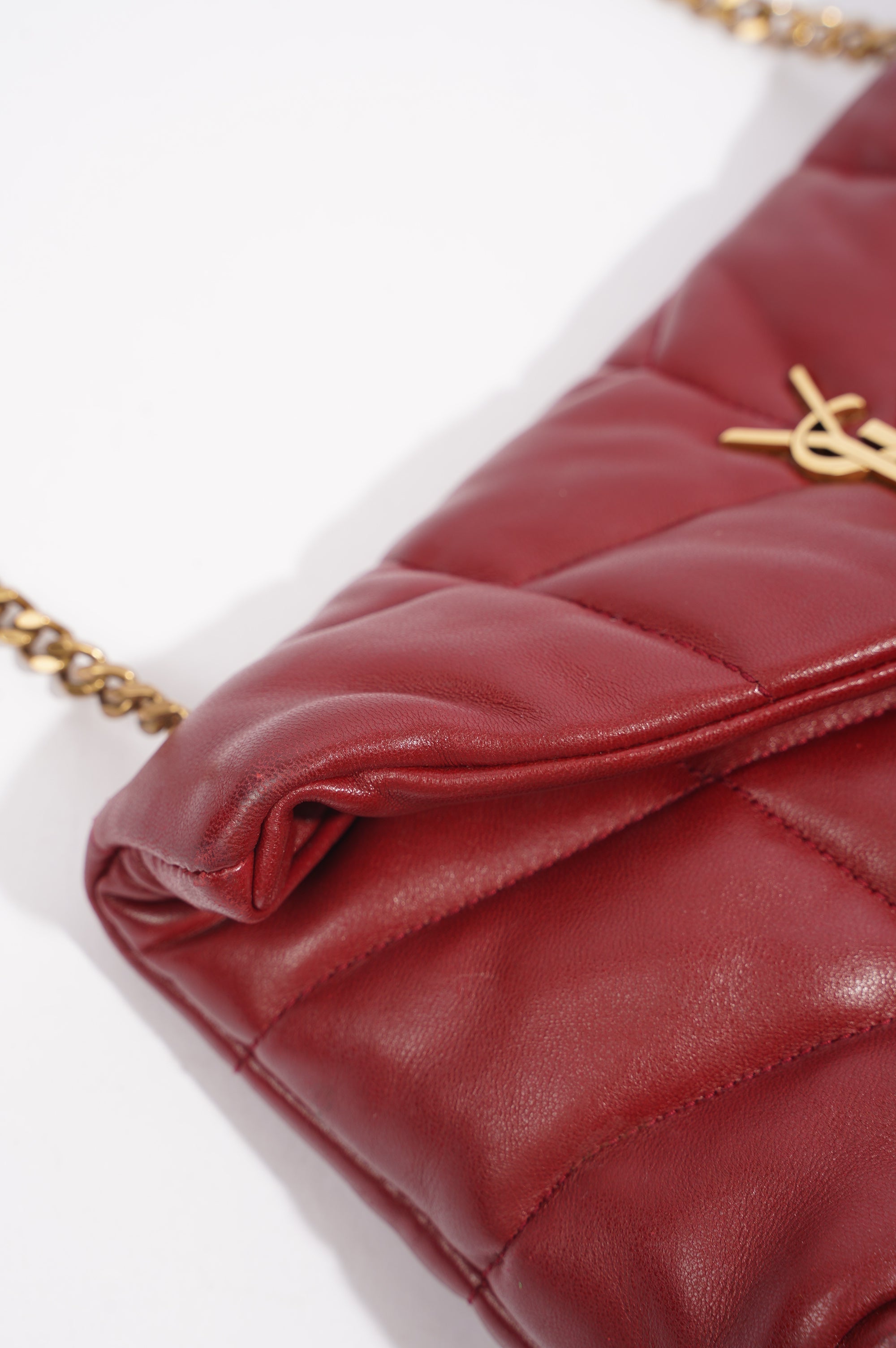 Saint Laurent Womens Lou Lou Puffer Red / Gold Toy