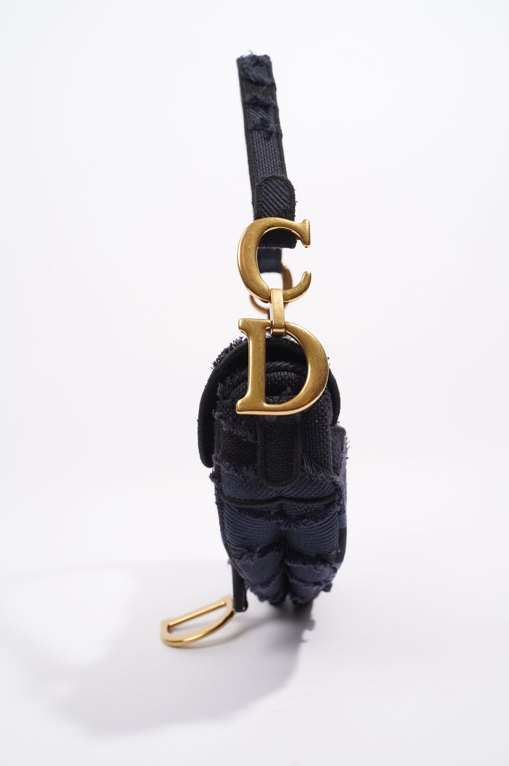 Christian Dior Womens Saddle Camouflage Bag Navy Canvas Medium