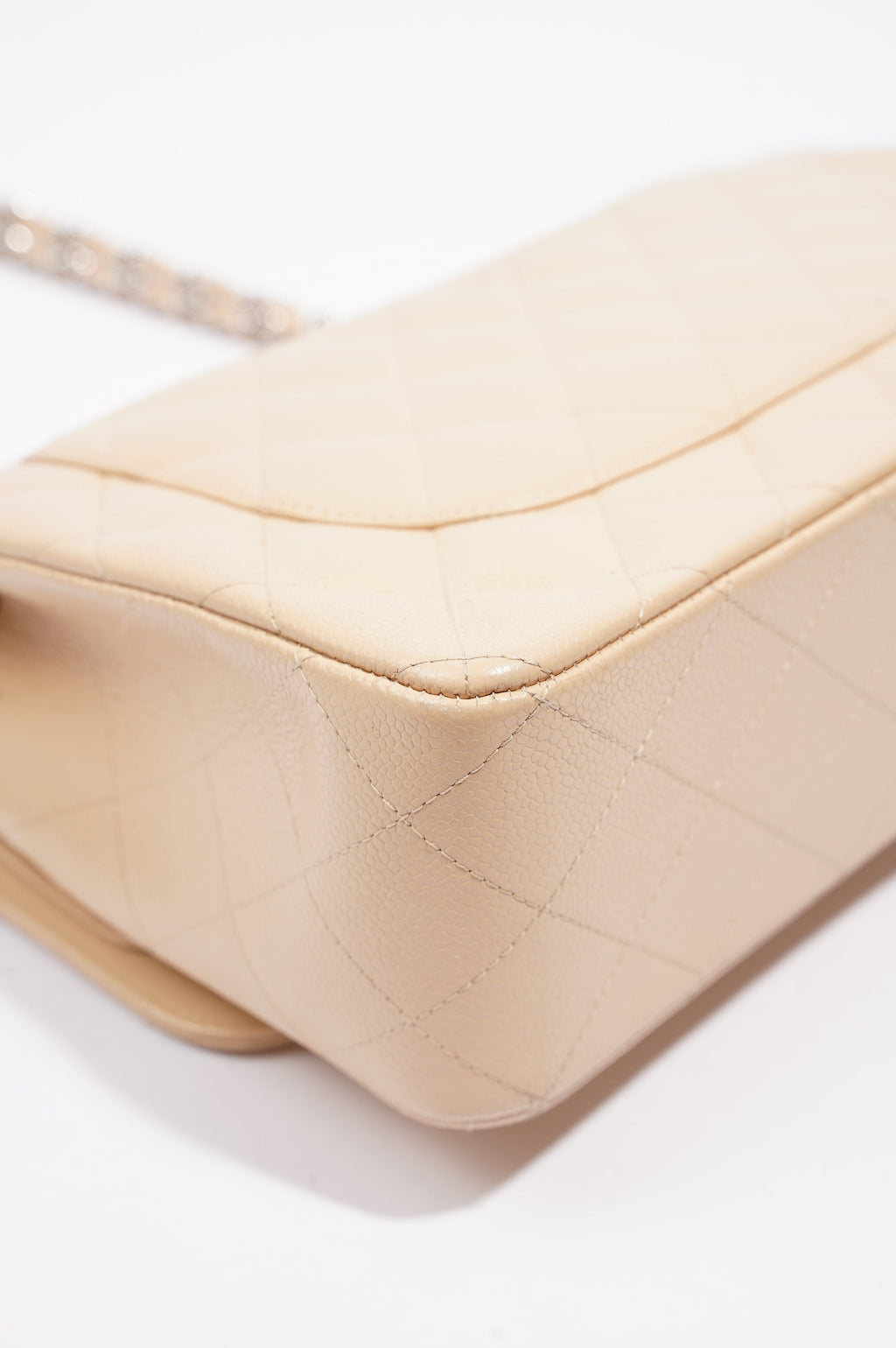 Chanel Womens Classic Flap Beige Caviar Large