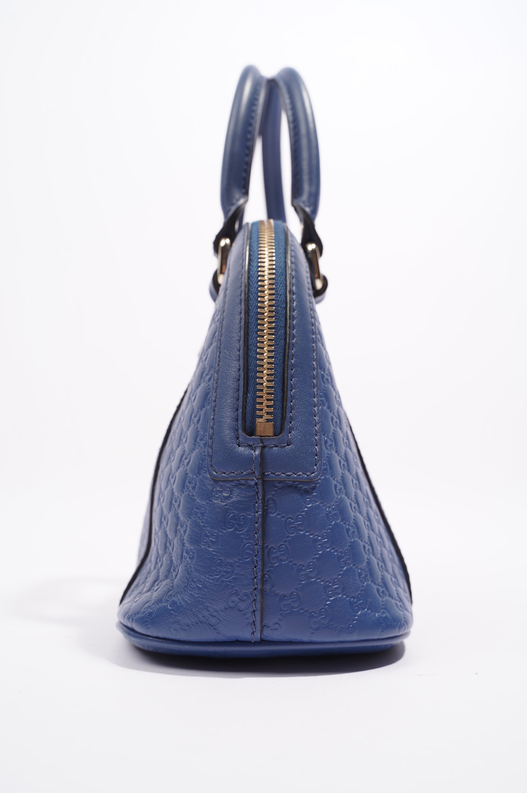 Gucci Womens Dome Bag Blue Leather Small