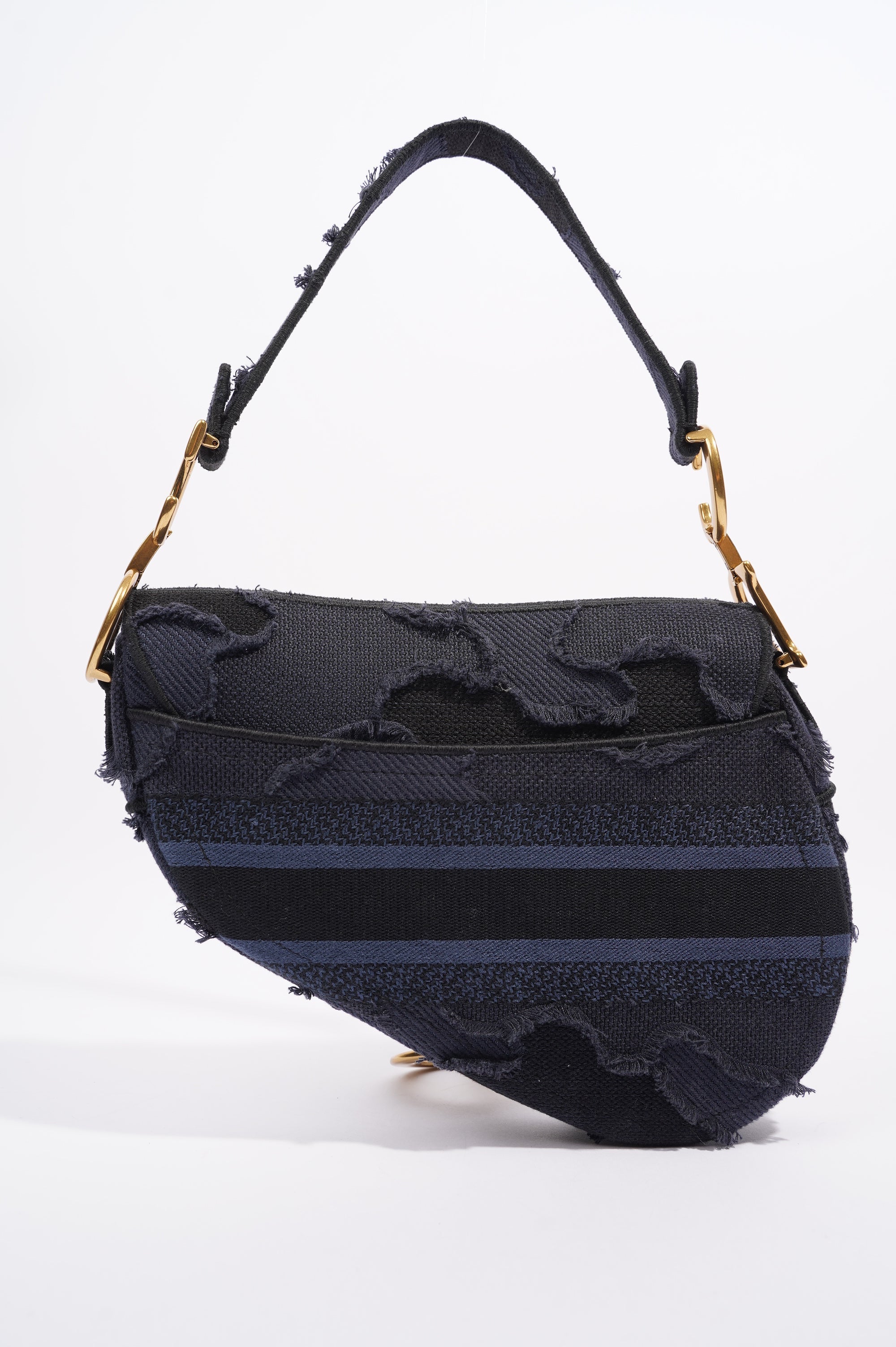 Christian Dior Womens Saddle Camouflage Bag Navy Canvas Medium