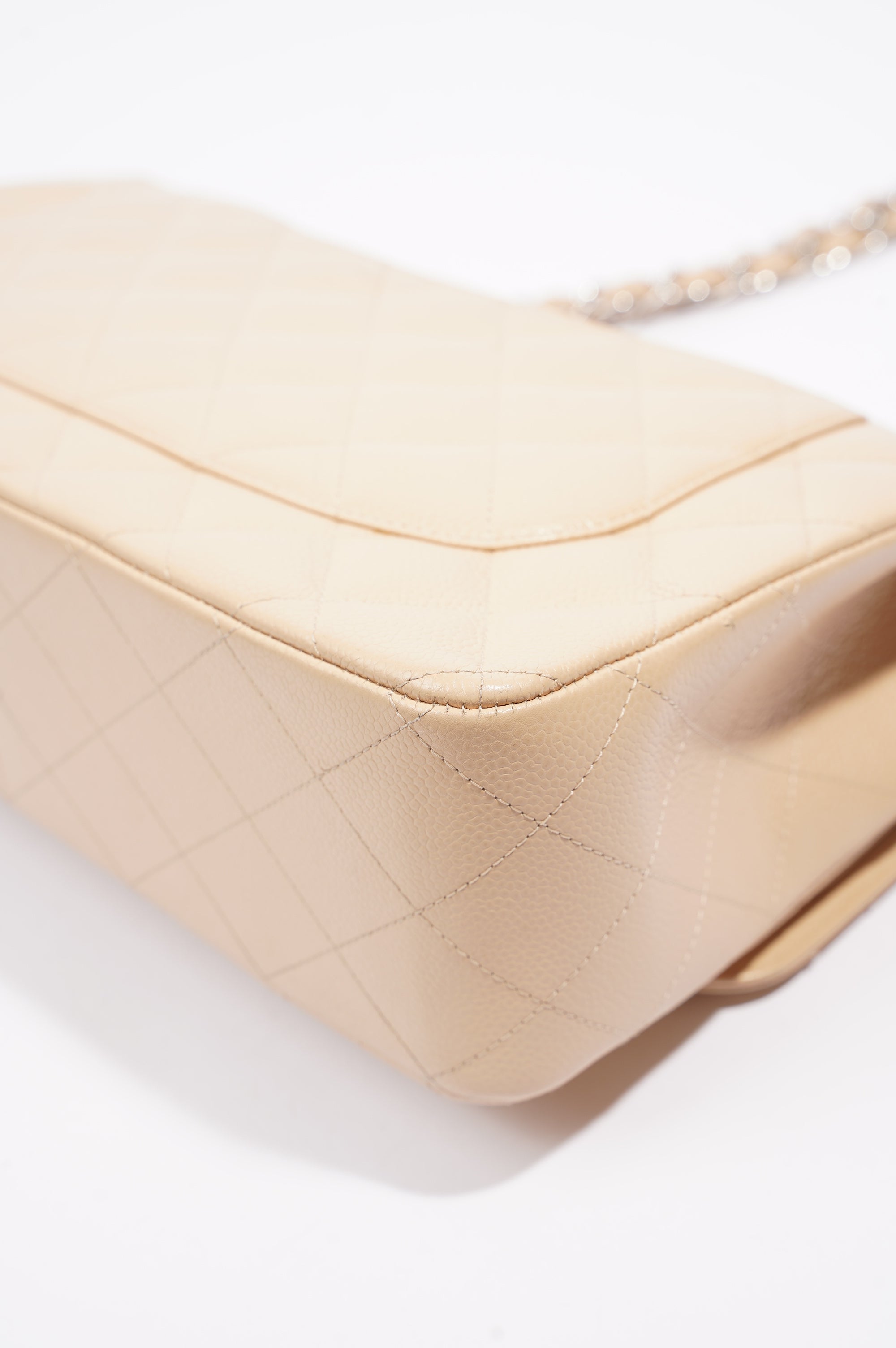 Chanel Womens Classic Flap Beige Caviar Large