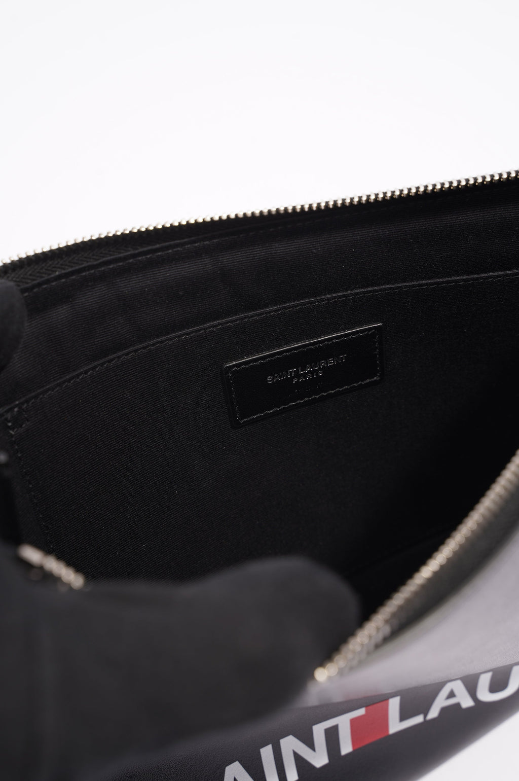 Saint Laurent Womens Zip Pouch Black Leather