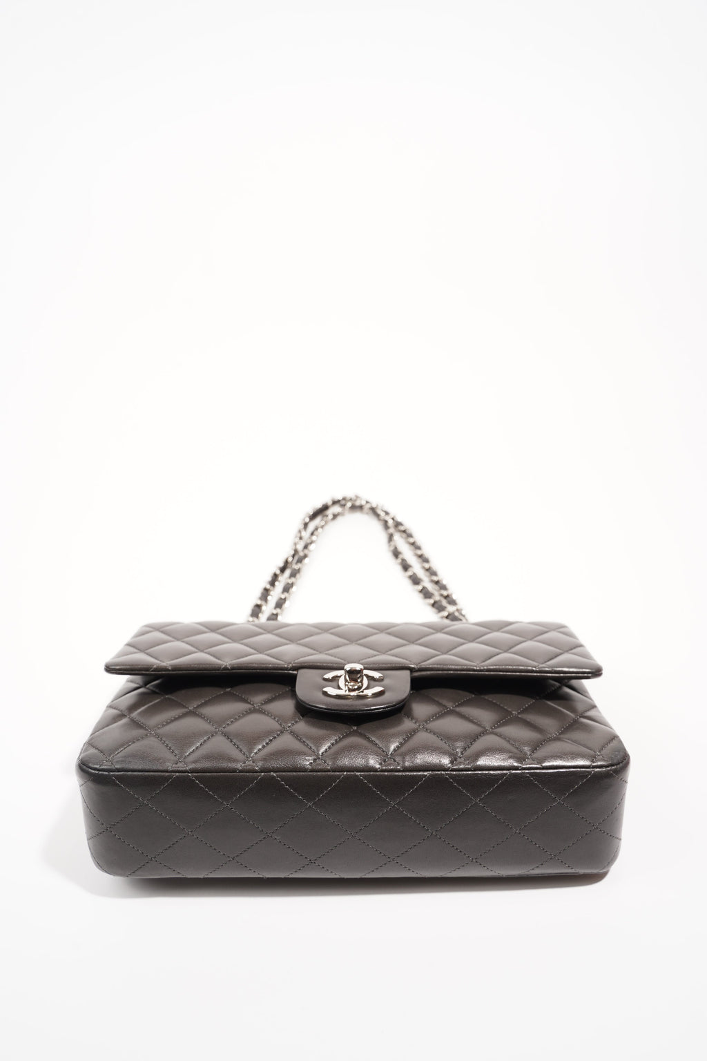 Chanel Womens Classic Flap Dark Grey Medium