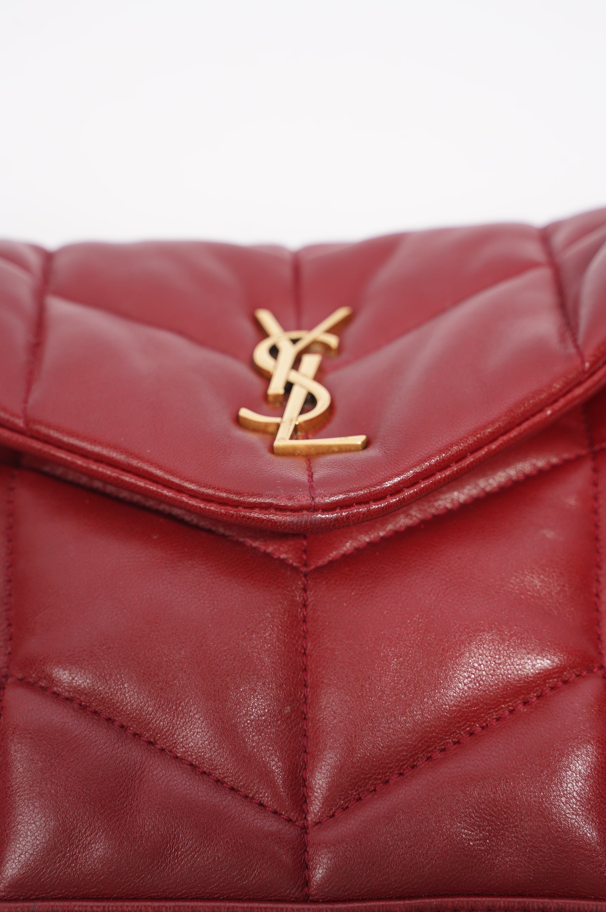 Saint Laurent Womens Lou Lou Puffer Red / Gold Toy
