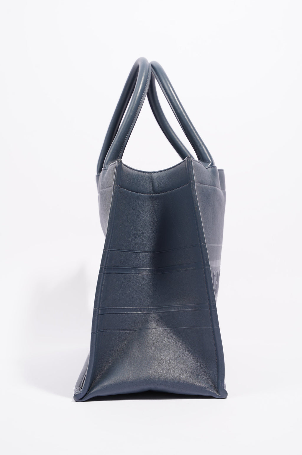 Christian Dior Womens Leather Book Tote Navy Medium